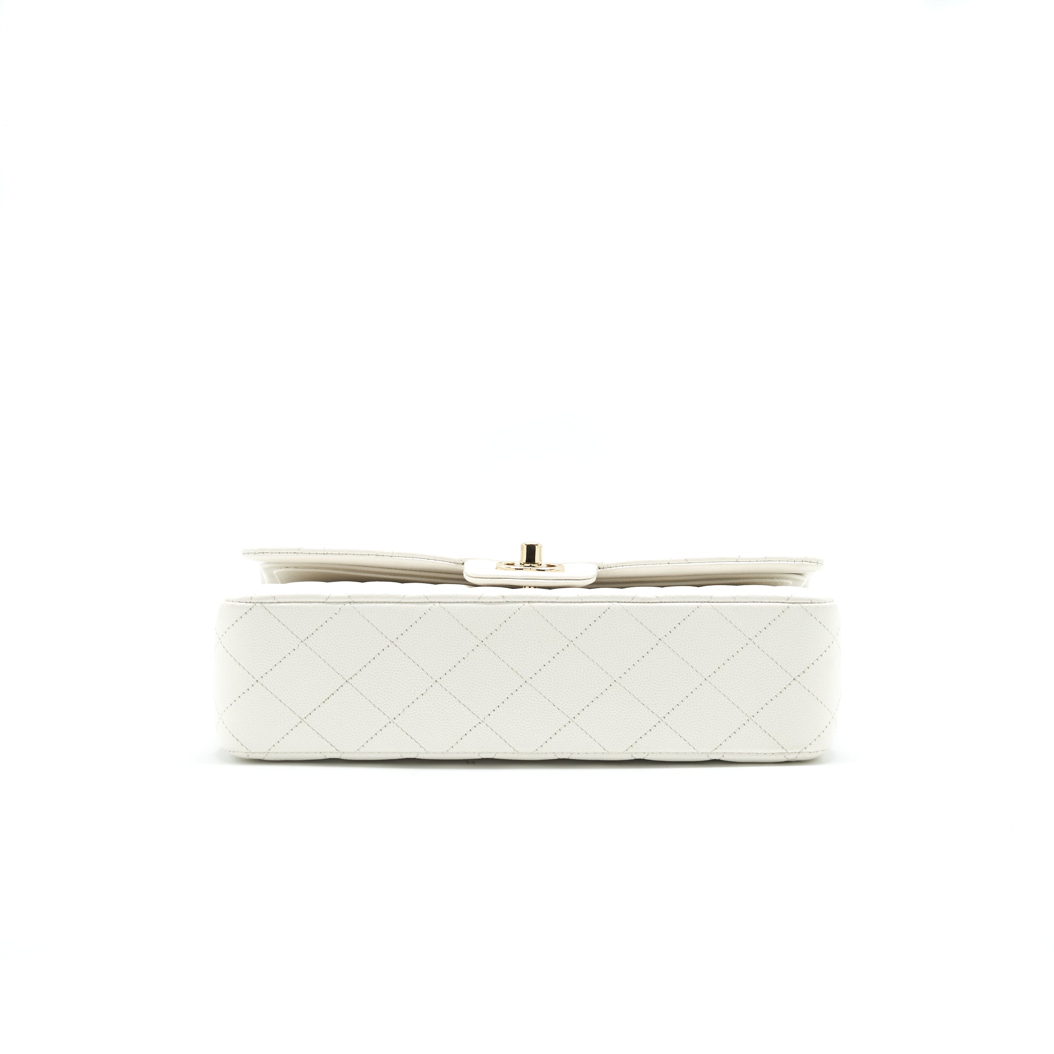 CHANEL MEDIUM CLASSIC DOUBLE FLAP BAG CAVIAR WHITE WITH LGHW - Image 5