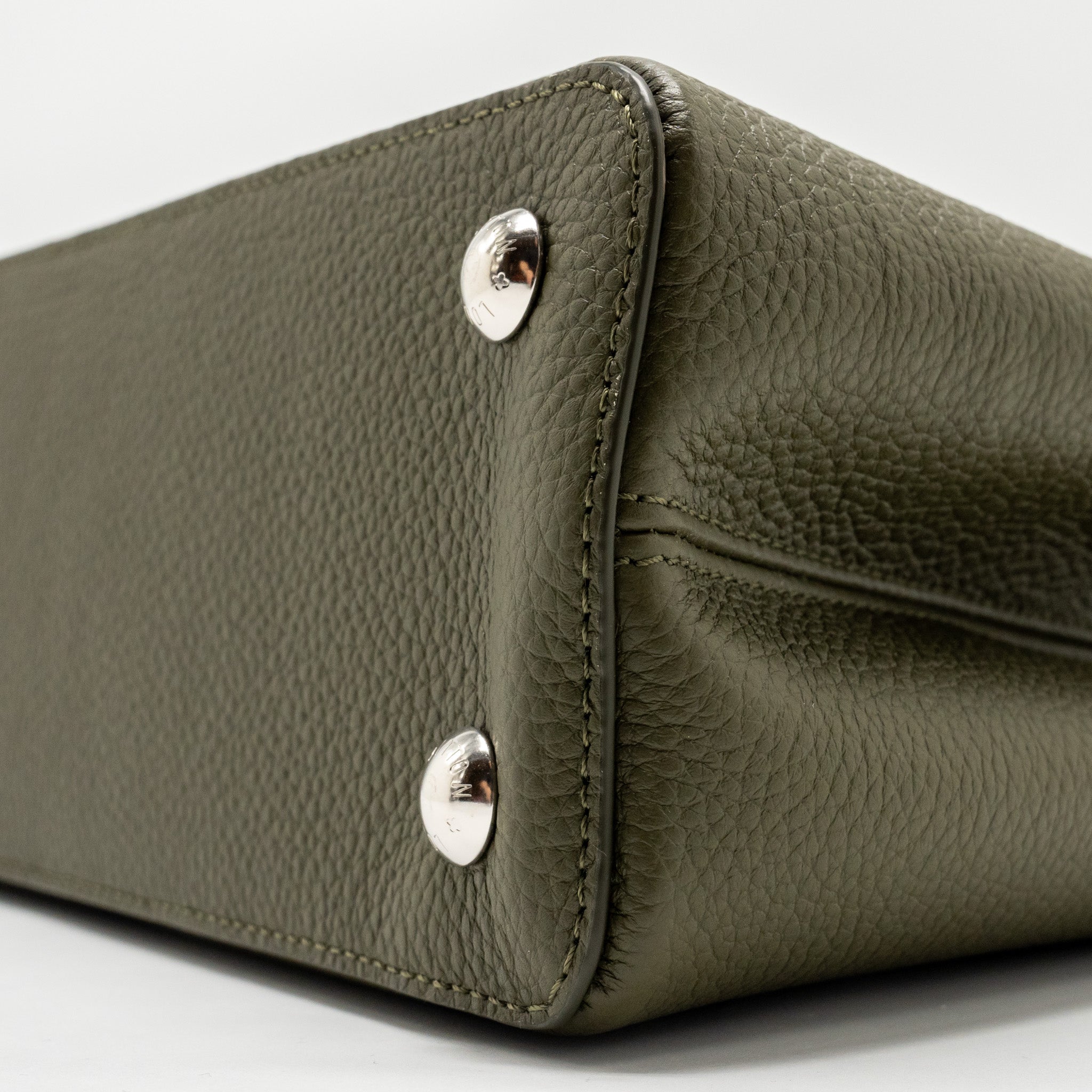 LOUIS VUITTON CAPUCINES MM CALFSKIN / PYTHON HANDLE MULTICOLOR OLIVE GREEEN / NATURAL SHW - Image 7