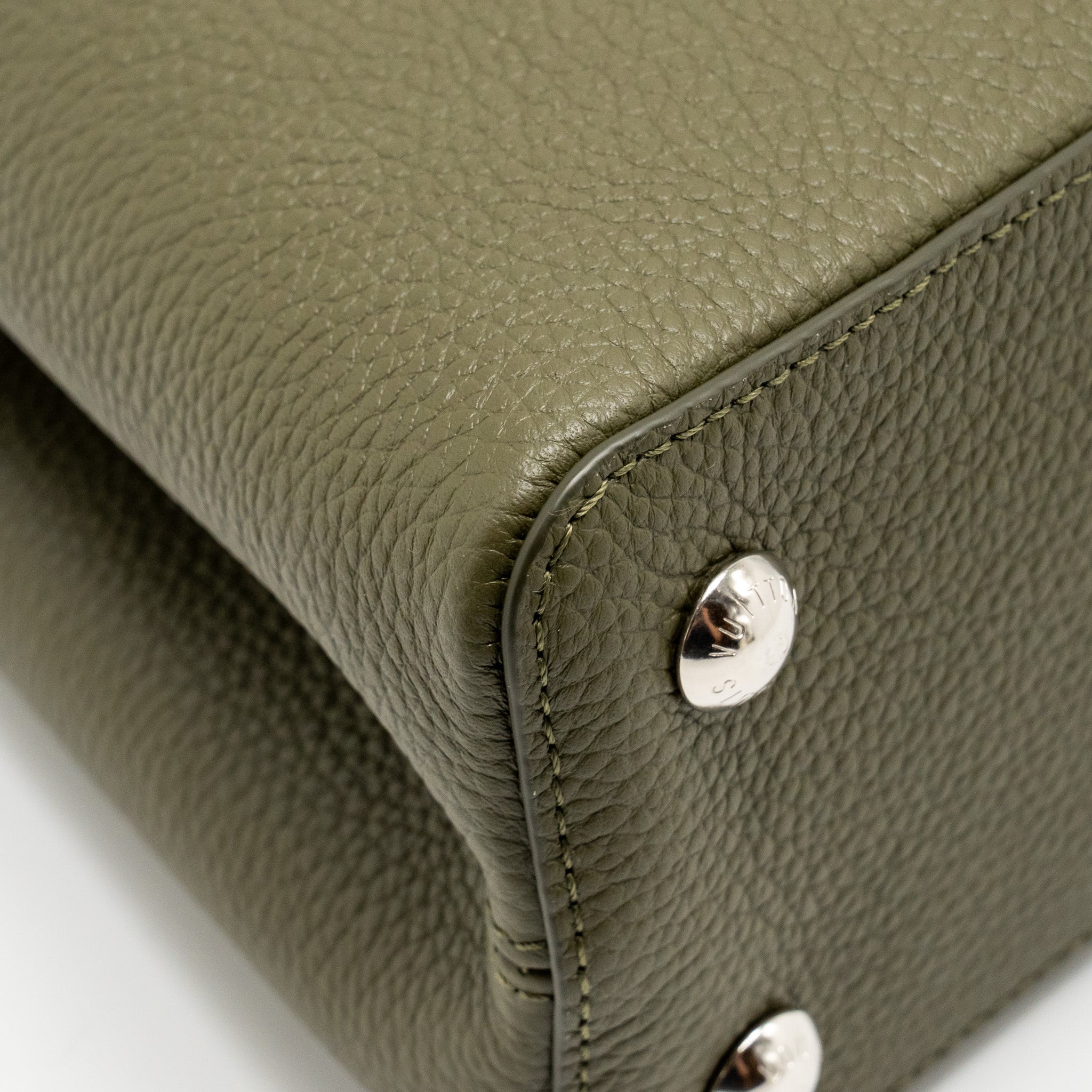 LOUIS VUITTON CAPUCINES MM CALFSKIN / PYTHON HANDLE MULTICOLOR OLIVE GREEEN / NATURAL SHW - Image 9