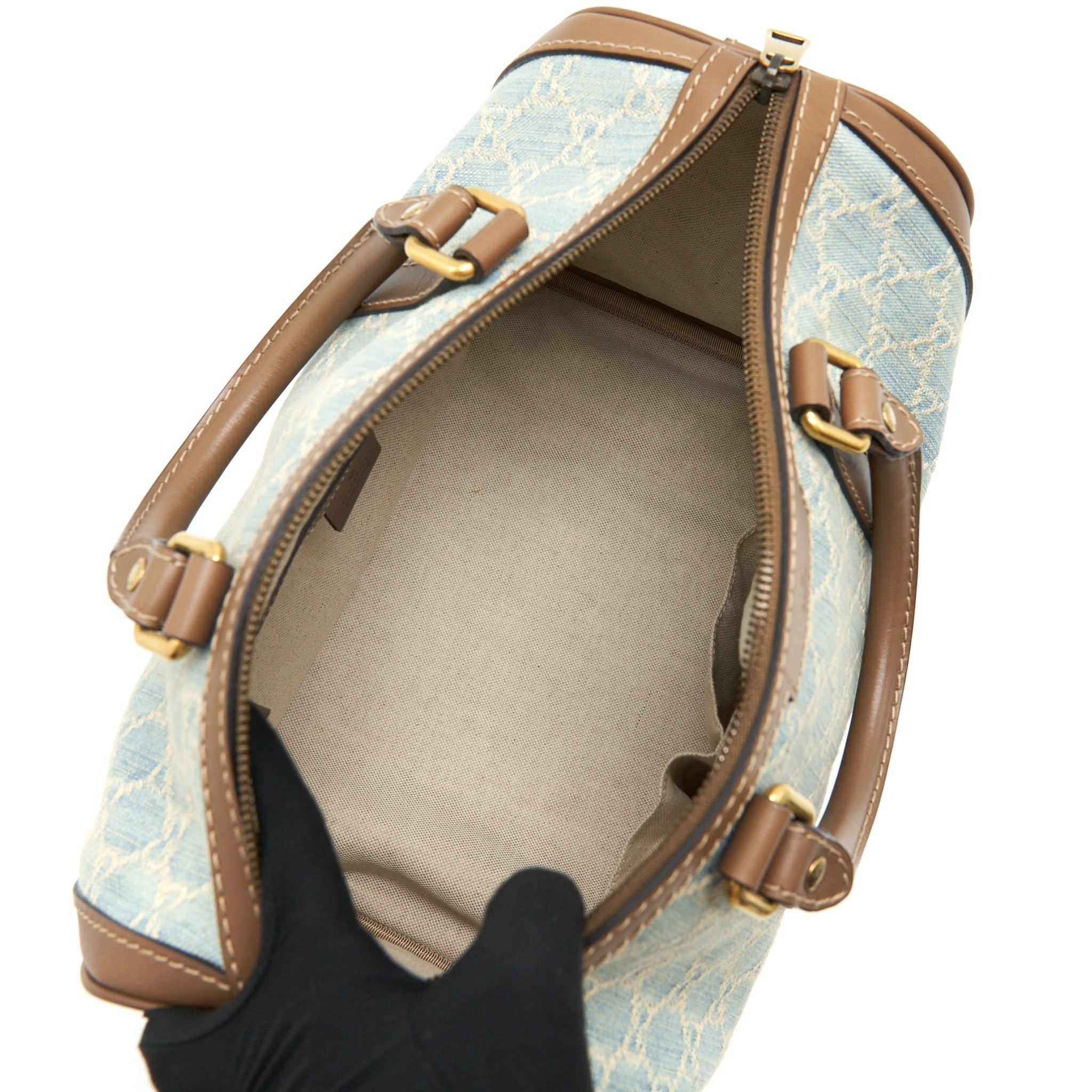 GUCCI GG DENIM BOSTON BAG WITH CROSS BODY STRAP - Image 6