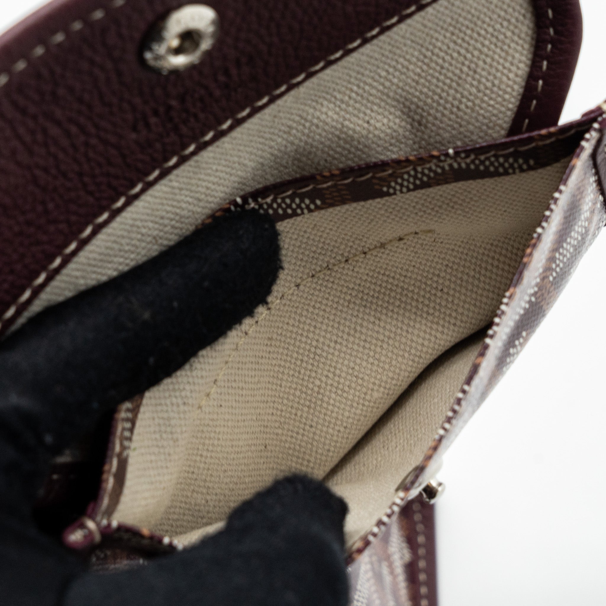 GOYARD MINI ANJOU MINI BAG CANVAS/ CALFSKIN BURGUNDY SHW - Image 13