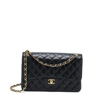 CHANEL JUMBO CLASSIC DOUBLE FLAP BAG CAVIAR BLACK GHW