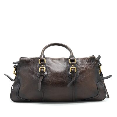 Alternative view of PRADA HANDLE TOTE BAG WITH STRAP IN BROWN
