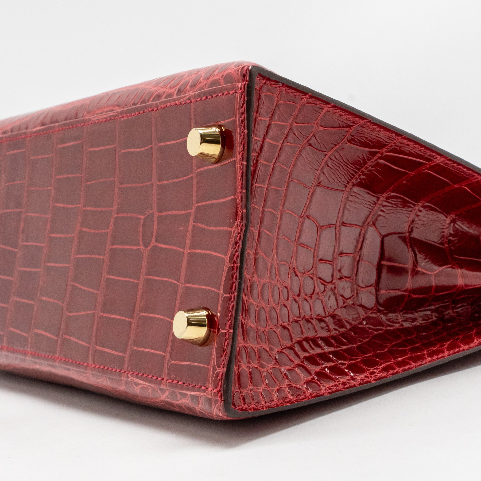 HERMES KELLY 25 CROCODILE POROUS BRAISE GHW - Image 8