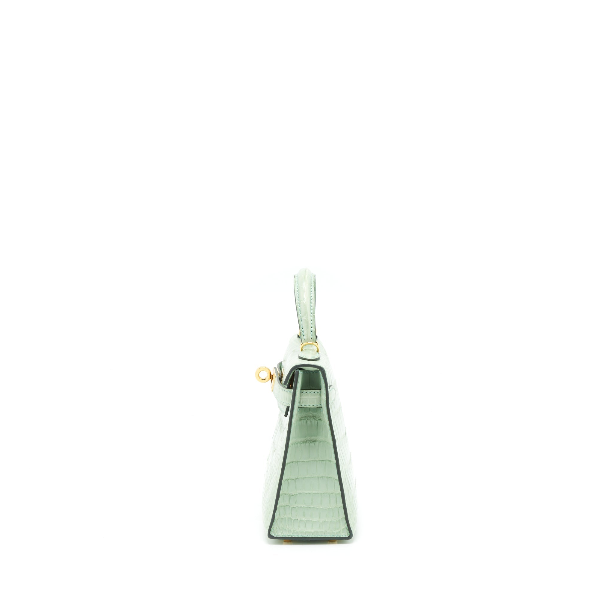 HERMES MINI KELLY 20CM ALLIGATOR MATT 6U VERT D’EAU GHW - Image 4