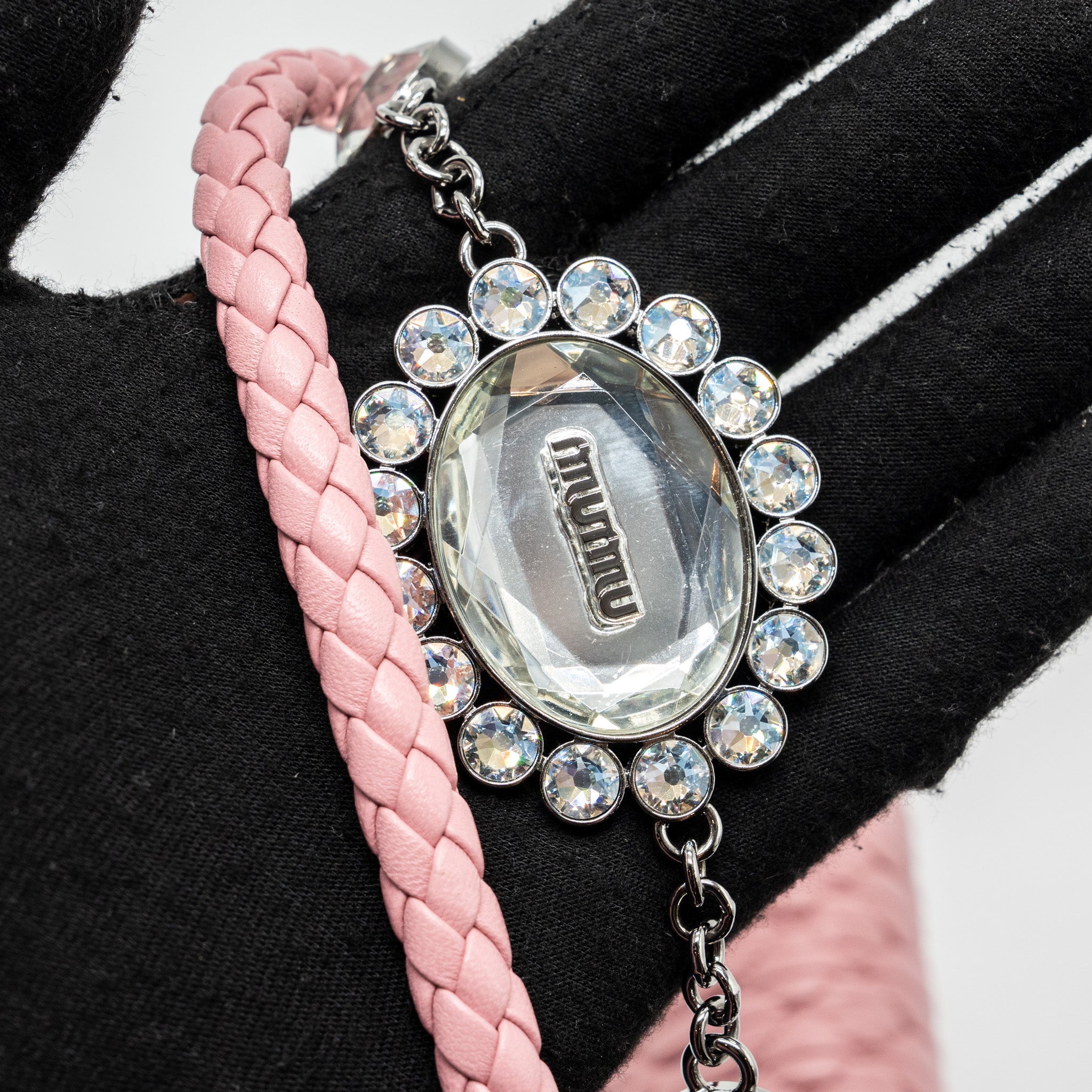 MIU MIU CRYSTAL SHOULDER BAG LAMBSKIN PINK SHW - Image 8