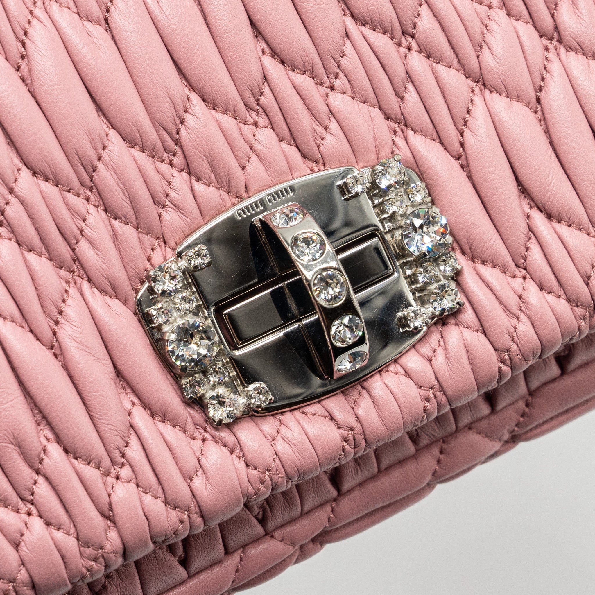 MIU MIU CRYSTAL SHOULDER BAG LAMBSKIN PINK SHW - Image 9