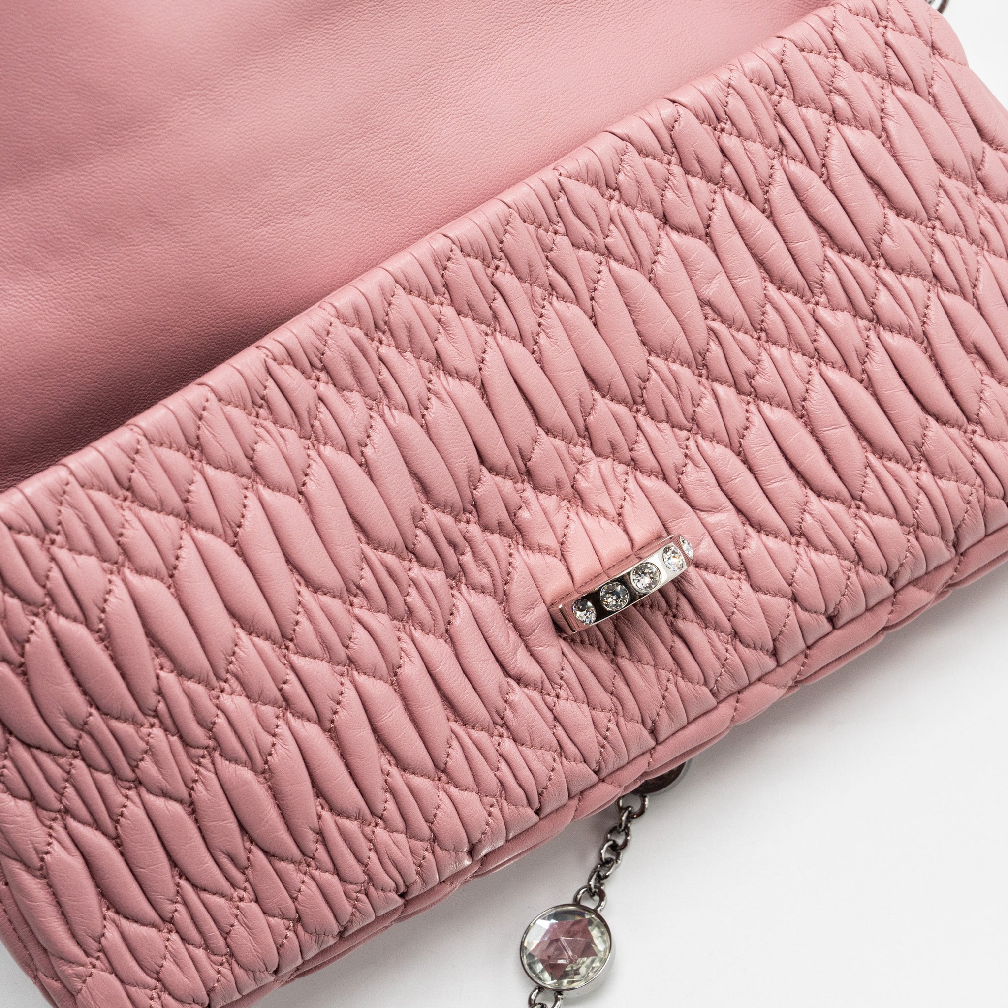 MIU MIU CRYSTAL SHOULDER BAG LAMBSKIN PINK SHW - Image 11