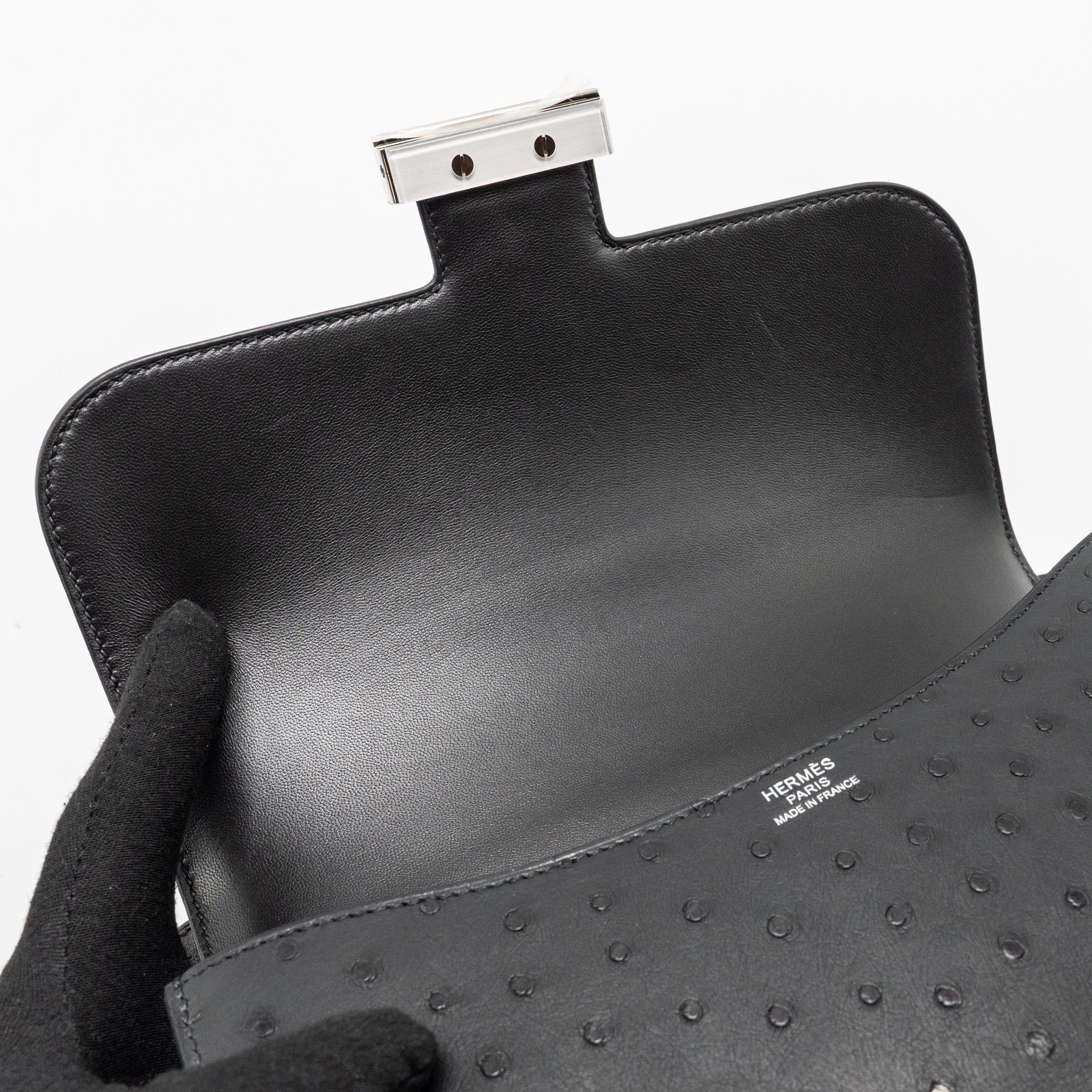 HERMES CONSTANCE 24 OSTRICH BLACK SHW - Image 14