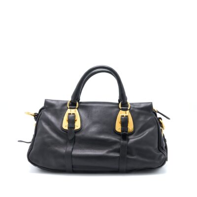 Alternative view of PRADA BAULETTO TOTE BAG SOFT CALFSKIN BLACK GHW