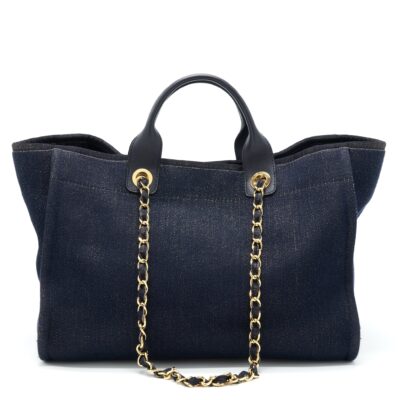 Alternative view of CHANEL DEAUVILLE TOTE BAG DENIM DARK BLUE/GOLD GHW