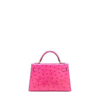 Alternative view of HERMES MINI KELLY SELLIER SPECIAL ORDER OSTRICH 5J FUCHSIA PINK/PURPLE GHW