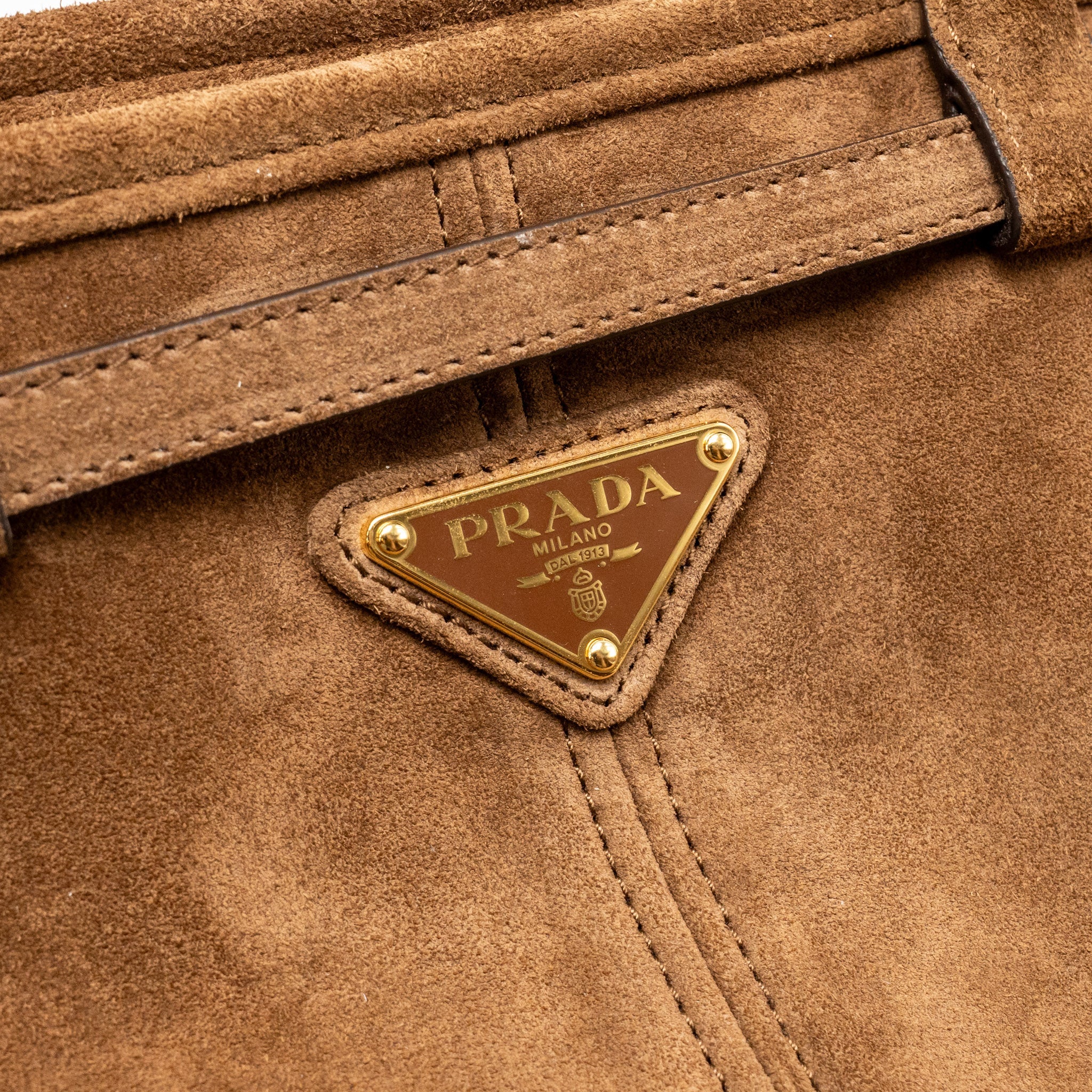 PRADA MEDIUM BONNIE HANDBAG SUEDE LEATHER BROWN GHW - Image 12