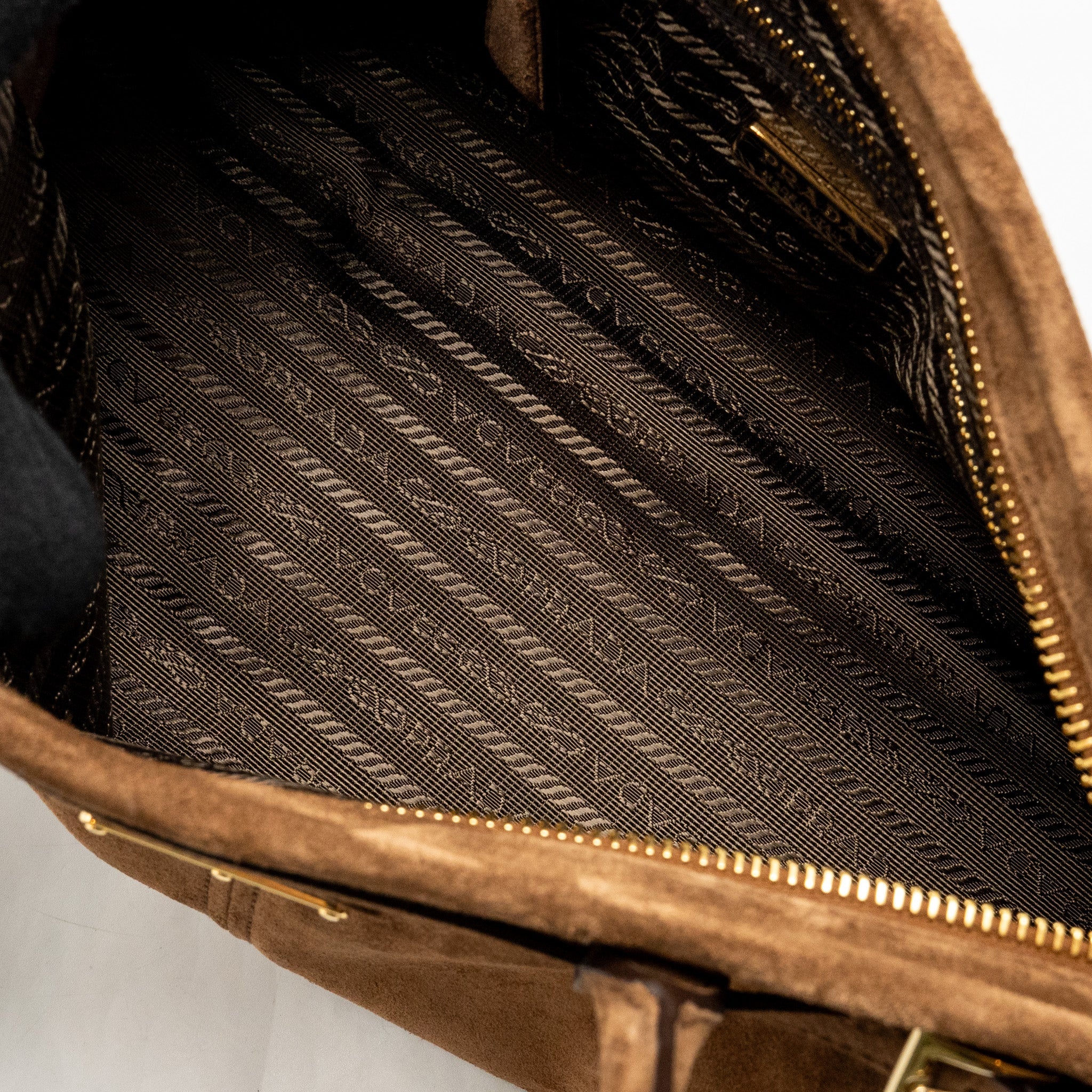 PRADA MEDIUM BONNIE HANDBAG SUEDE LEATHER BROWN GHW - Image 13