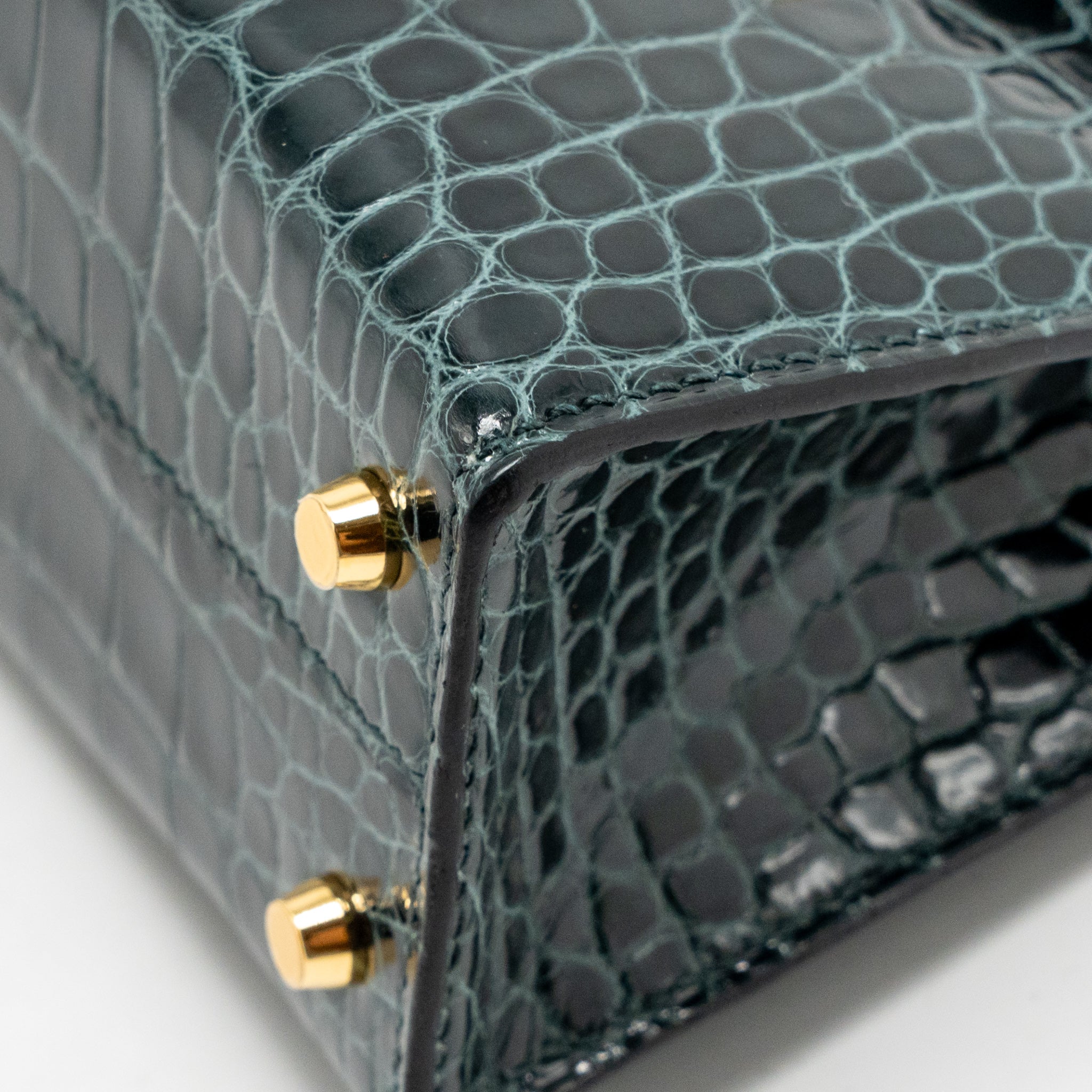 HERMES MINI KELLY II SHINY ALLIGATOR MISSISSIPPIENSIS 6O VERT CYPRES GHW - Image 10