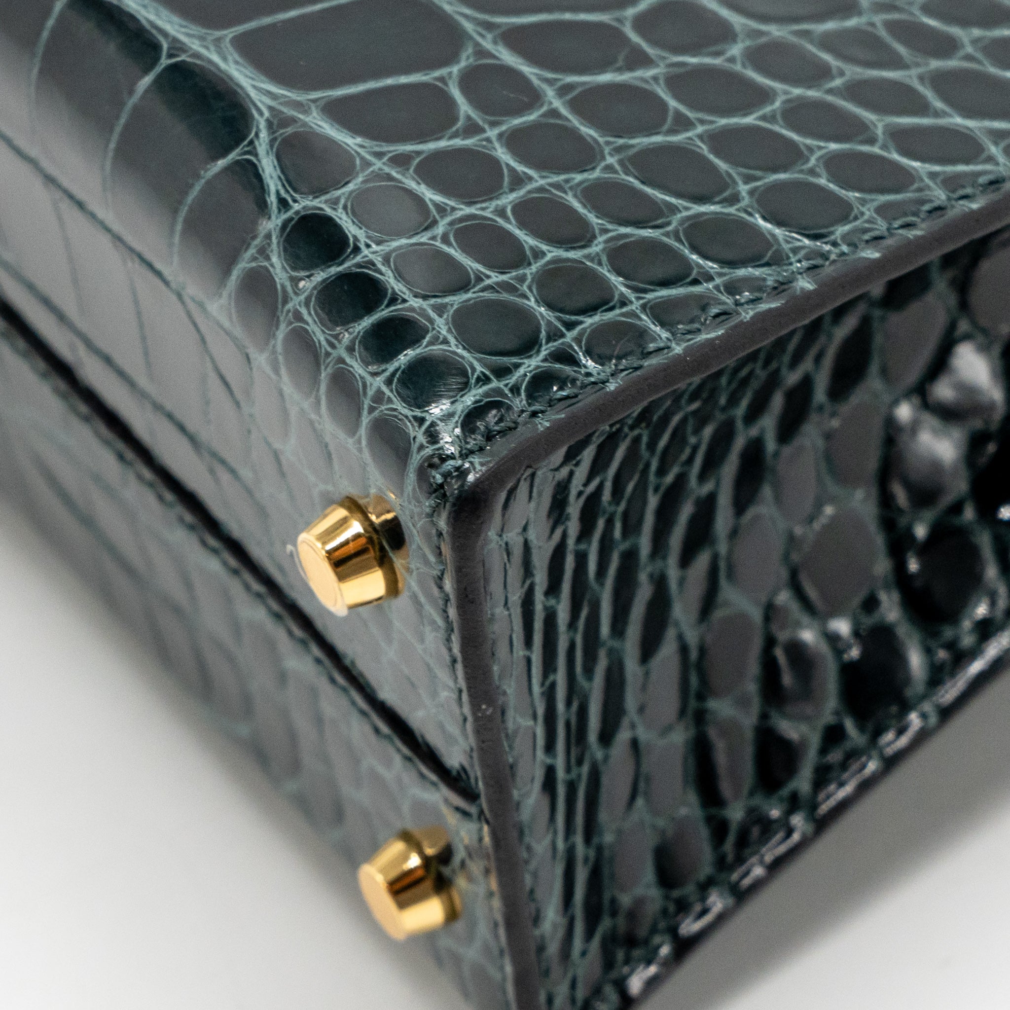 HERMES MINI KELLY II SHINY ALLIGATOR MISSISSIPPIENSIS 6O VERT CYPRES GHW - Image 12