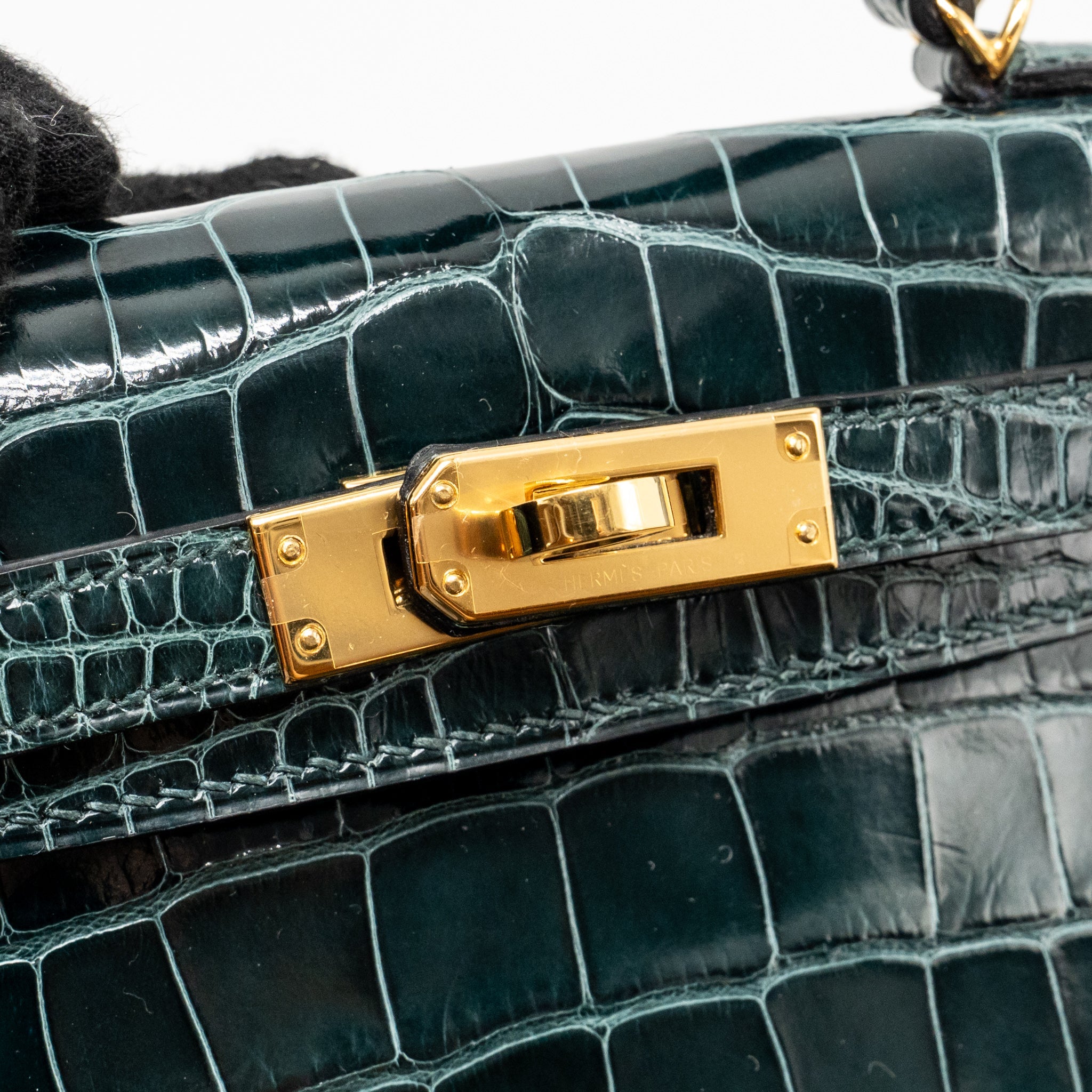 HERMES MINI KELLY II SHINY ALLIGATOR MISSISSIPPIENSIS 6O VERT CYPRES GHW - Image 15
