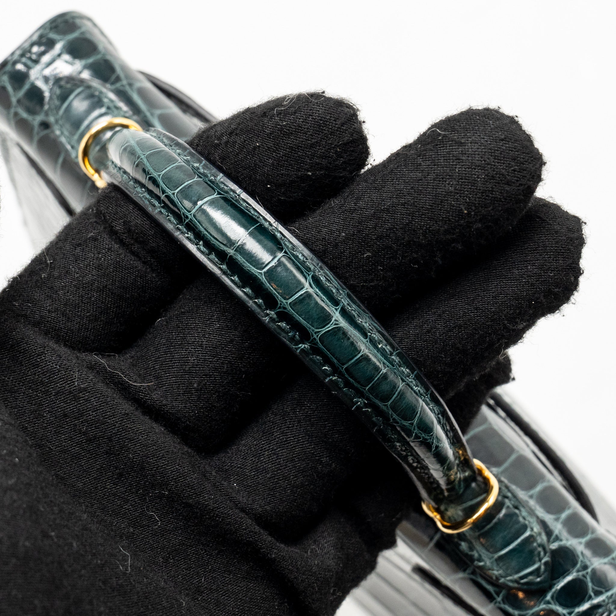 HERMES MINI KELLY II SHINY ALLIGATOR MISSISSIPPIENSIS 6O VERT CYPRES GHW - Image 14