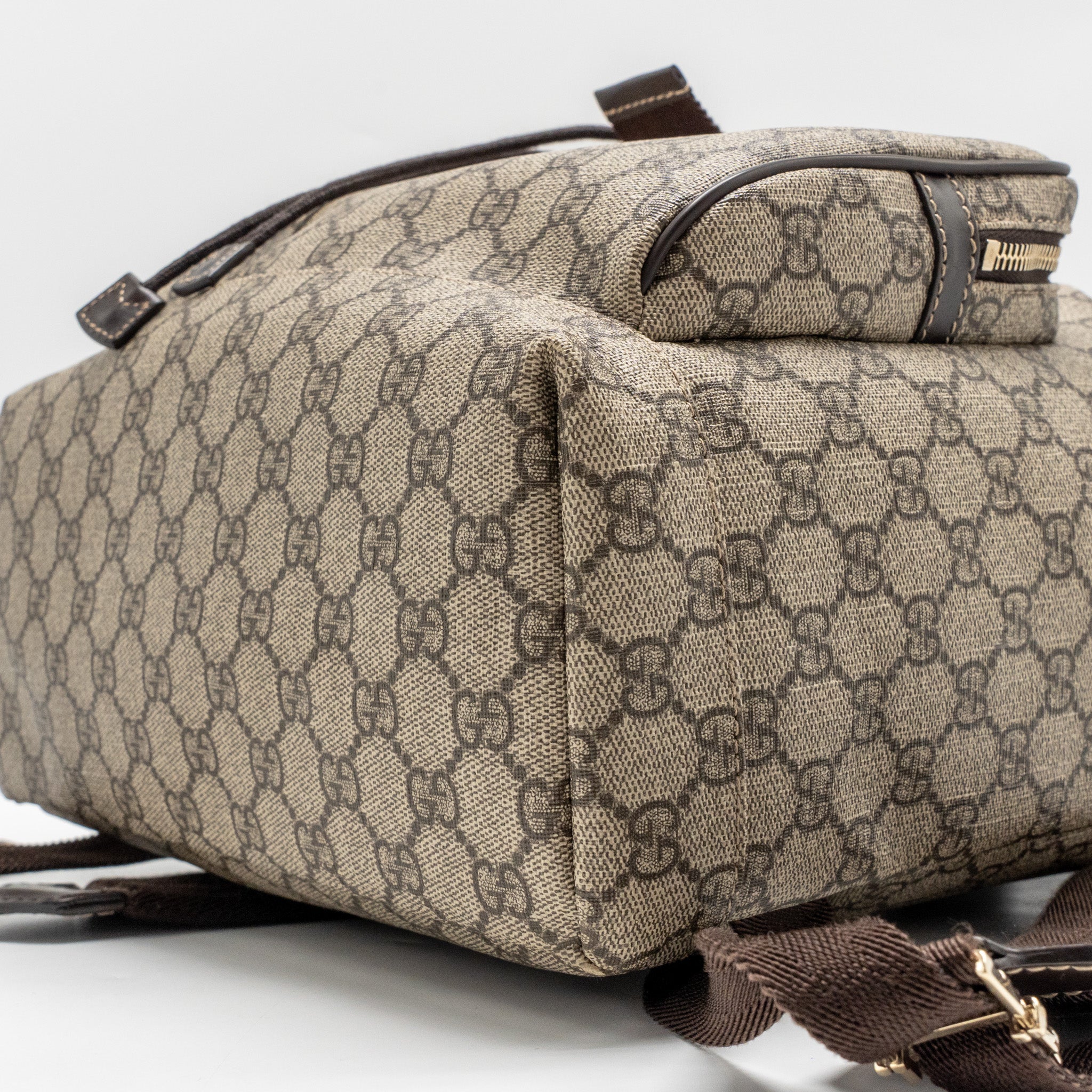 GUCCI SINGLE BUCKLE BACKPACK GG SUPREME CANVAS BROWN SHW - Image 7