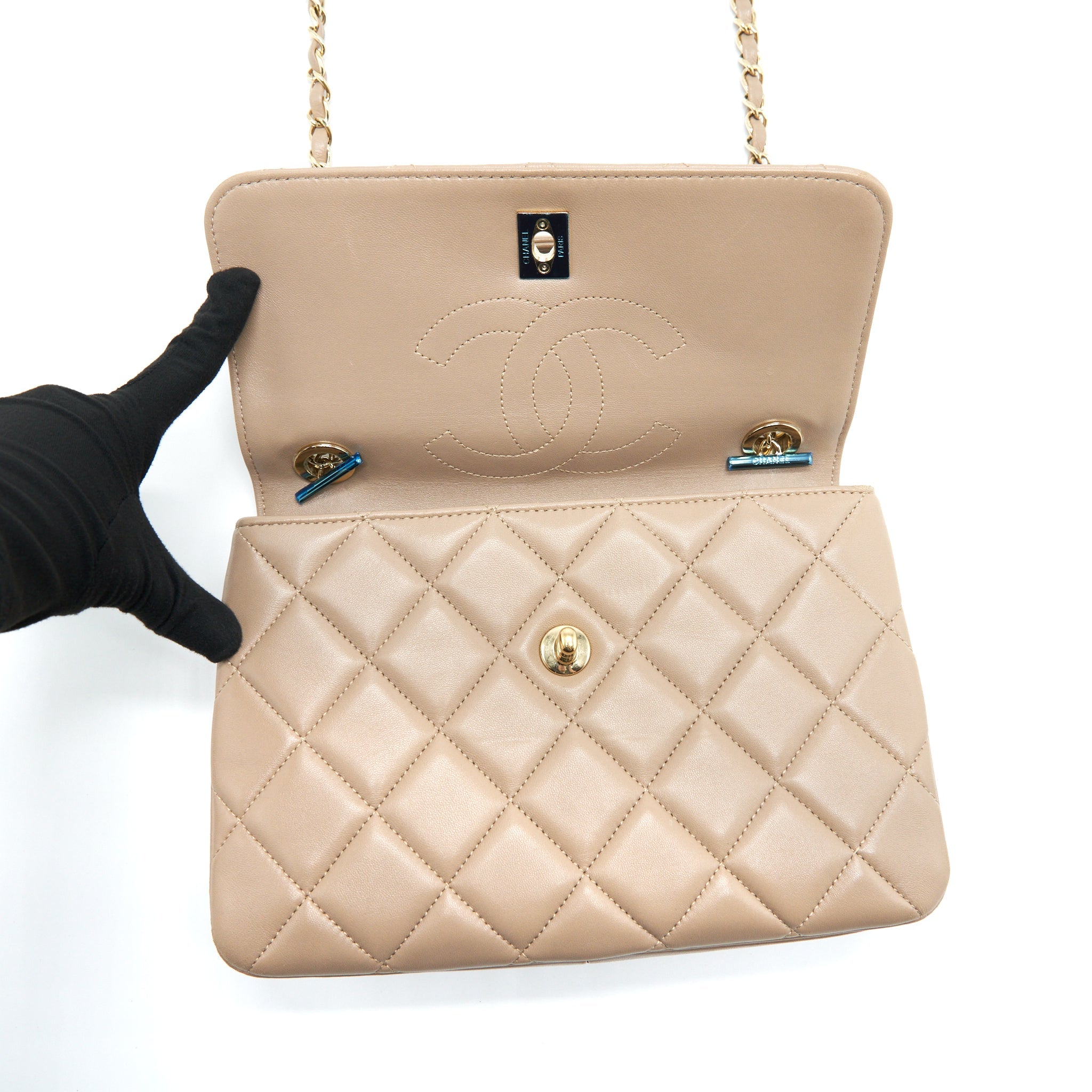 CHANEL TRENDY CC FLAP BAG LAMBSKIN BEIGE LGHW - Image 12