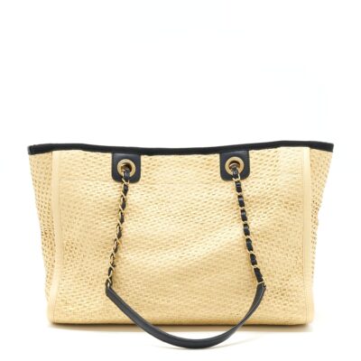 Alternative view of CHANEL GOLD RAFFIA DEAUVILLE TOTE BAG GHW