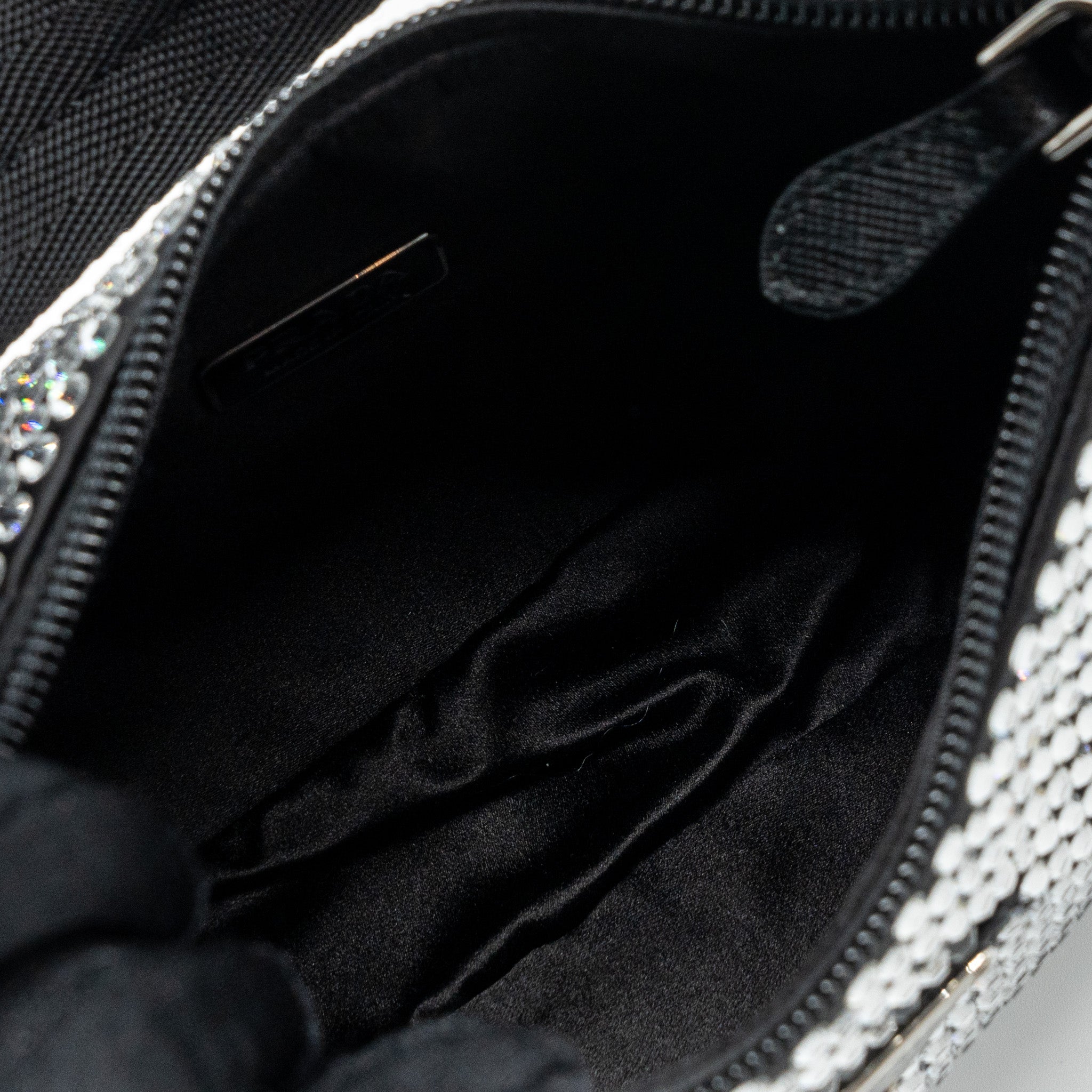 PRADA REEDITION 2000 MINI BAG SATIN WITH CRYSTAL BLACK SHW - Image 11