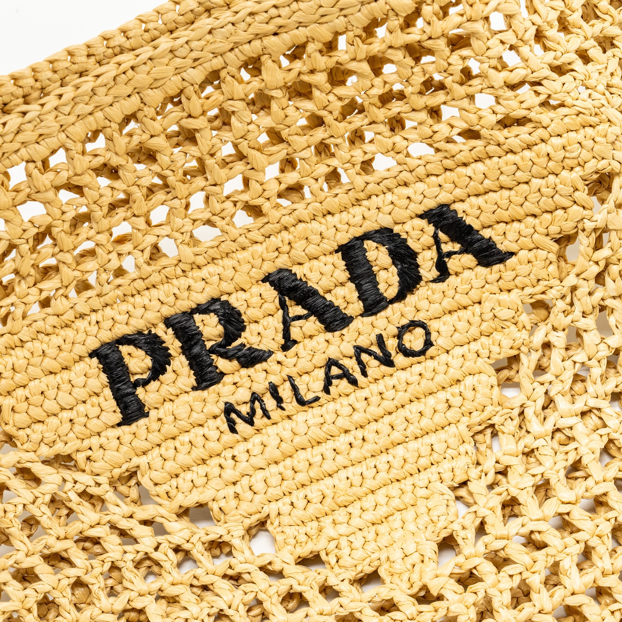 PRADA CROCHET TOTE BAG RAFFIA TAN - Image 9
