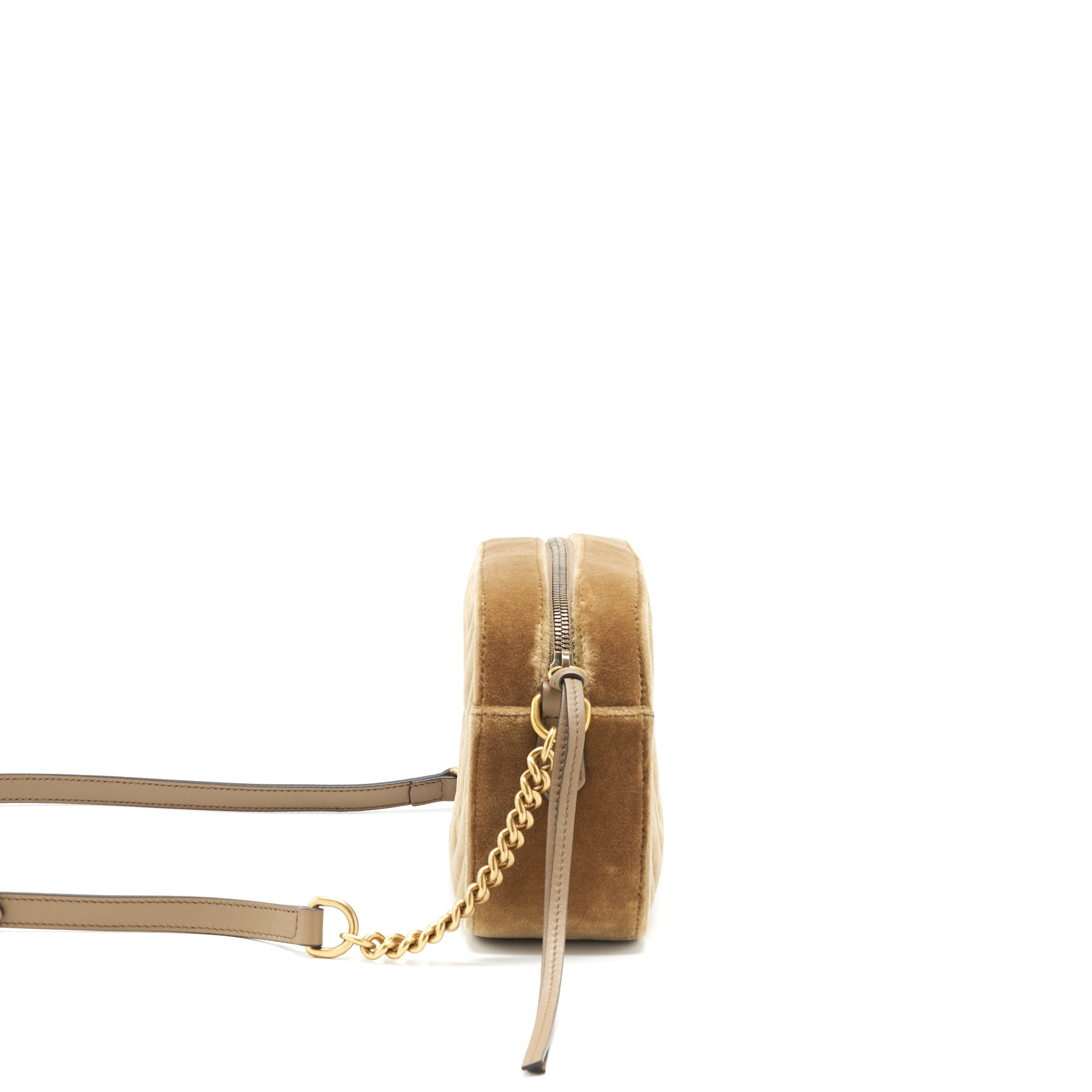 GUCCI GG MARMONT CAMERA BAG VELVET GOLD TAN GHW - Image 3