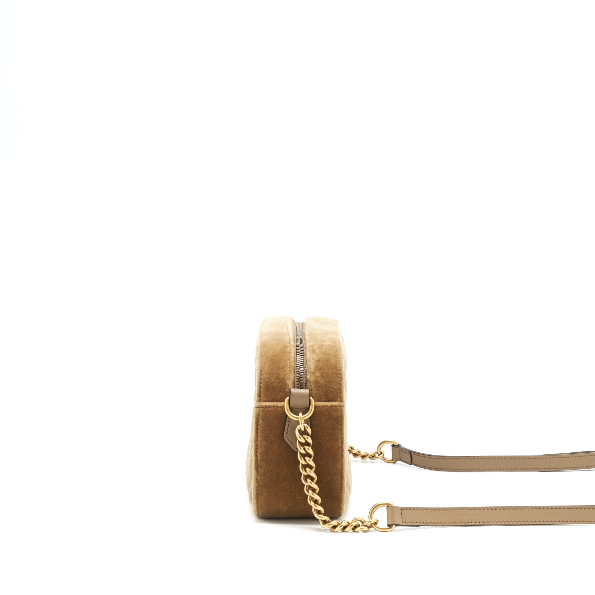GUCCI GG MARMONT CAMERA BAG VELVET GOLD TAN GHW - Image 4