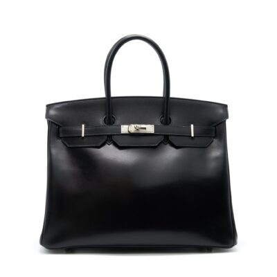 HERMES BIRKIN 35 BOX LEATHER BLACK WITH PALLADIUM GUILLOCHE HARDWARE