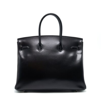 Alternative view of HERMES BIRKIN 35  BOX LEATHER BLACK WITH PALLADIUM GUILLOCHE HARDWARE