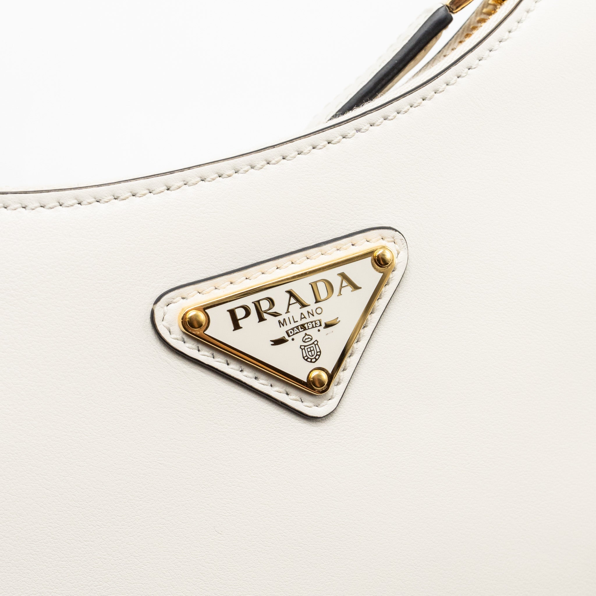 PRADA ARQUÉ SMALL SHOULDER BAG CALFSKIN WHITE GHW - Image 12