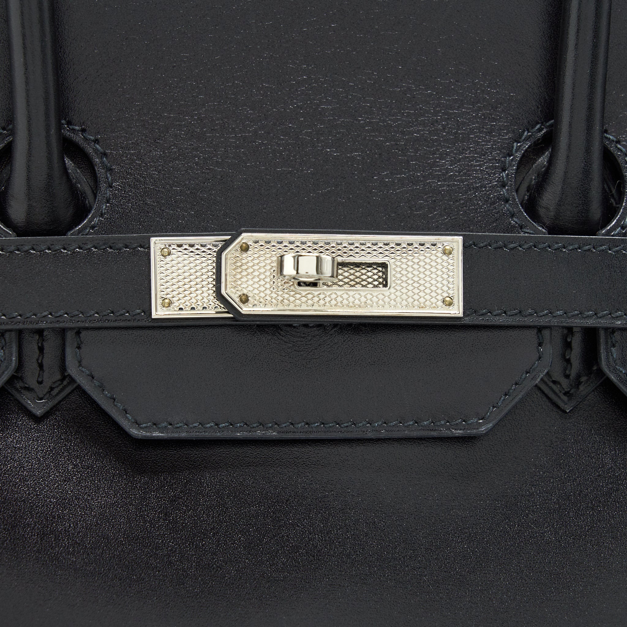 HERMES BIRKIN 35 BOX LEATHER BLACK WITH PALLADIUM GUILLOCHE HARDWARE - Image 7