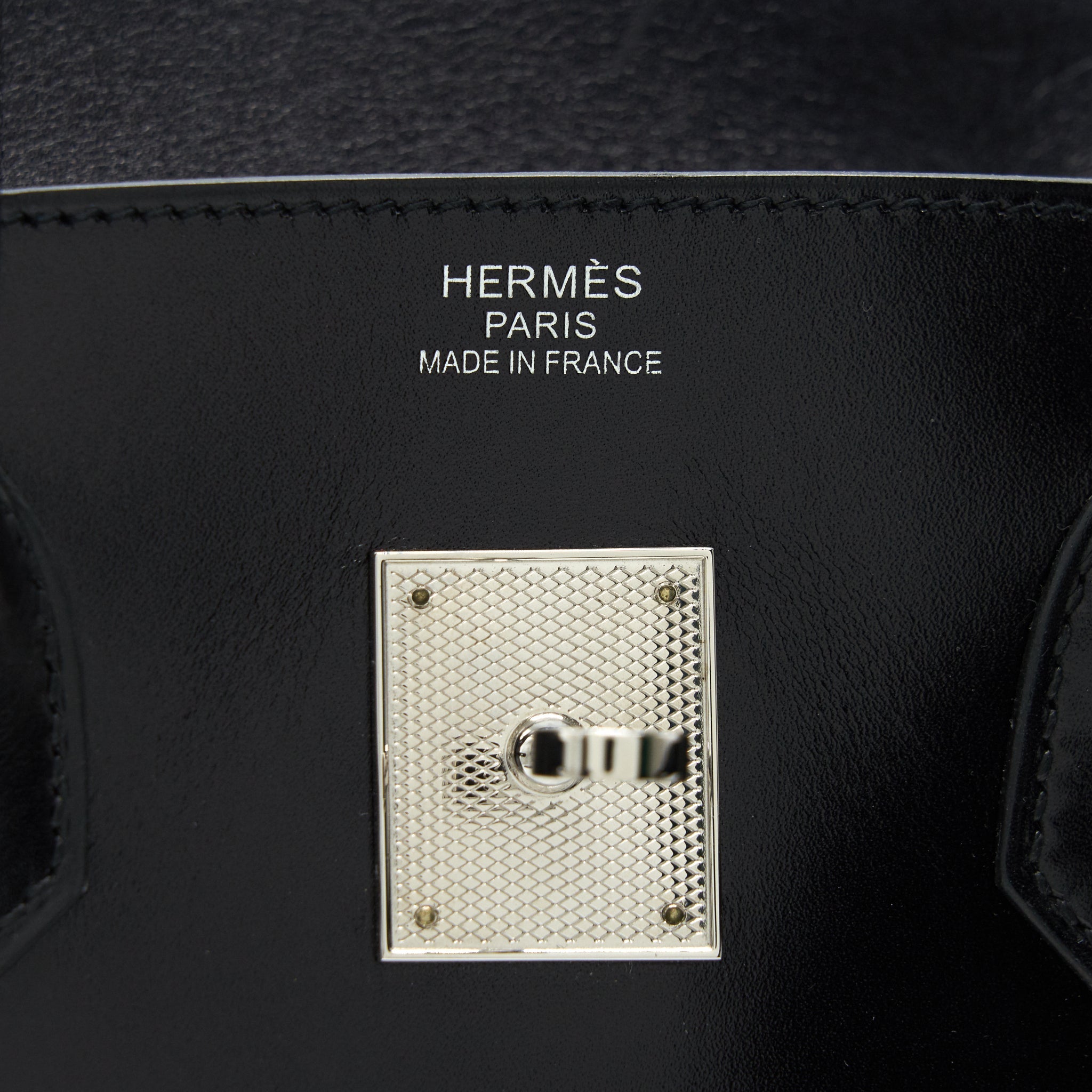 HERMES BIRKIN 35 BOX LEATHER BLACK WITH PALLADIUM GUILLOCHE HARDWARE - Image 6