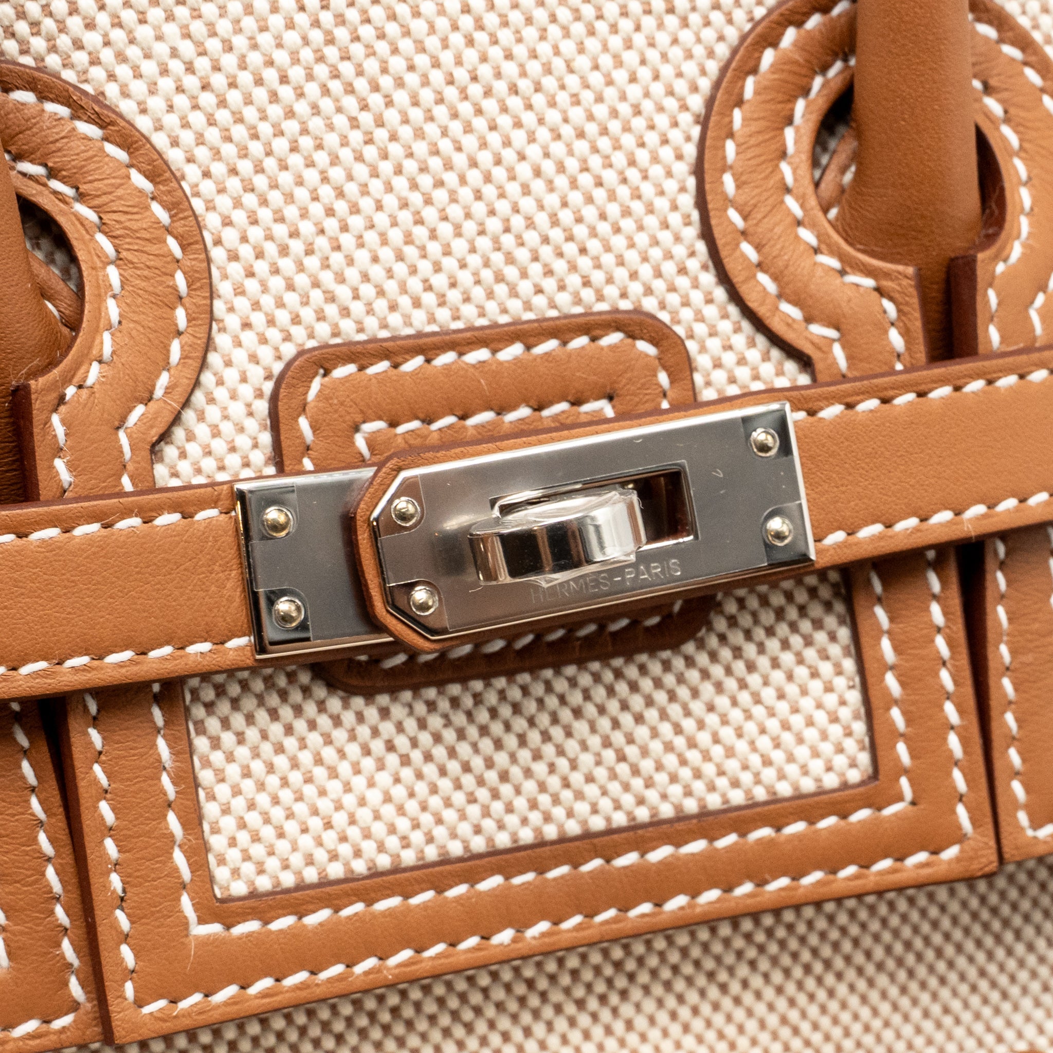 HERMES BIRKIN 25 CARGO TOILE H/SWIFT ECRU-BEIGE/GOLD SHW - Image 14
