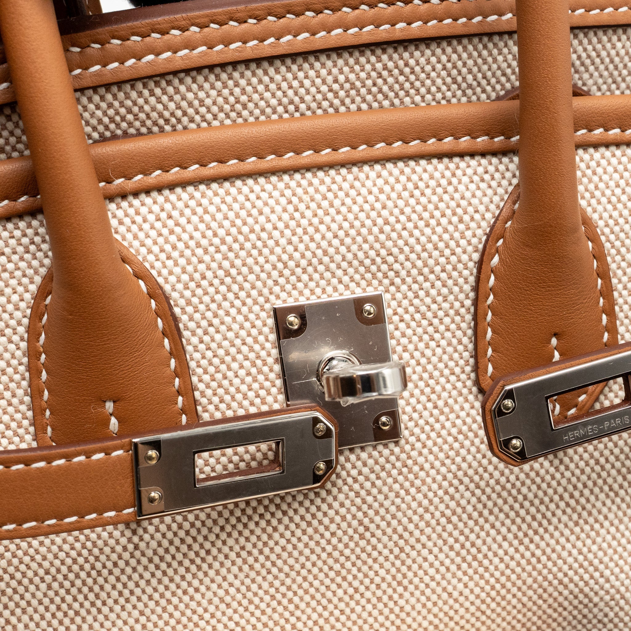 HERMES BIRKIN 25 CARGO TOILE H/SWIFT ECRU-BEIGE/GOLD SHW - Image 15
