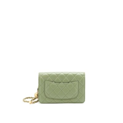 Alternative view of CHANEL 21B GREEN GHW PEARL CRUSH WALLET ON CHAIN