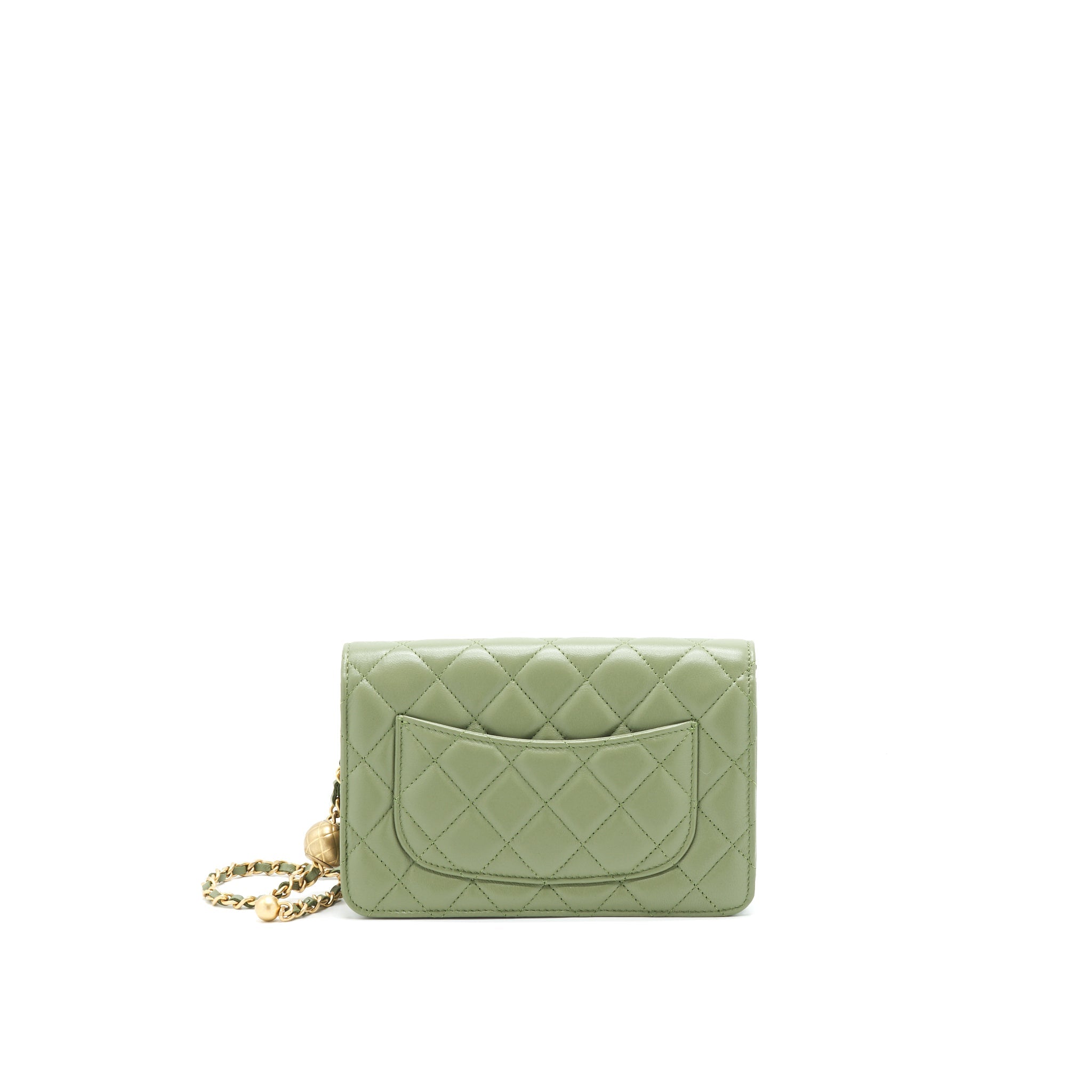 CHANEL 21B GREEN GHW PEARL CRUSH WALLET ON CHAIN - Image 2