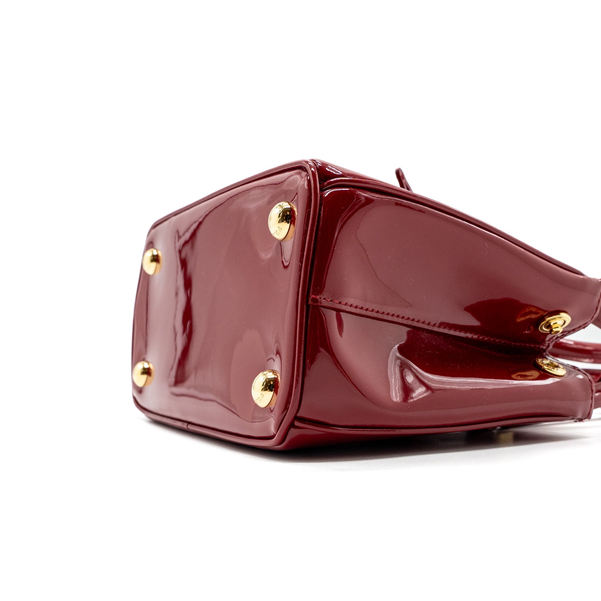 PRADA SMALL GALLERIA BAG PATENT CHERRY GHW - Image 7
