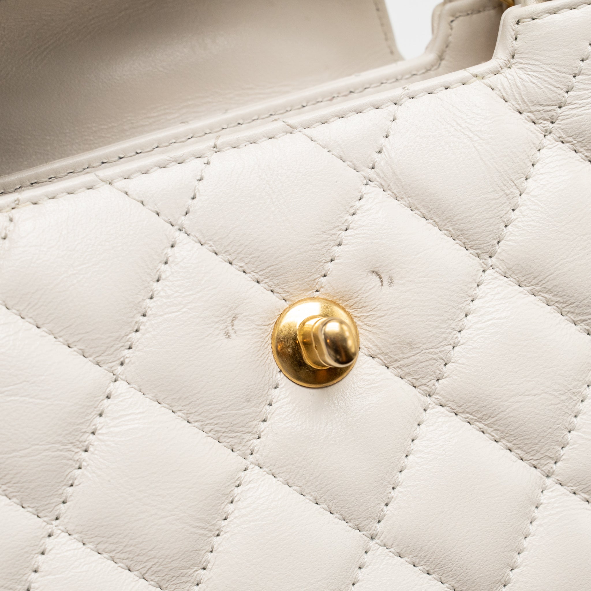 CHANEL MINI KELLY SHOPPING TOTE BAG CALFSKIN WHITE GHW (MICROCHIP) - Image 15