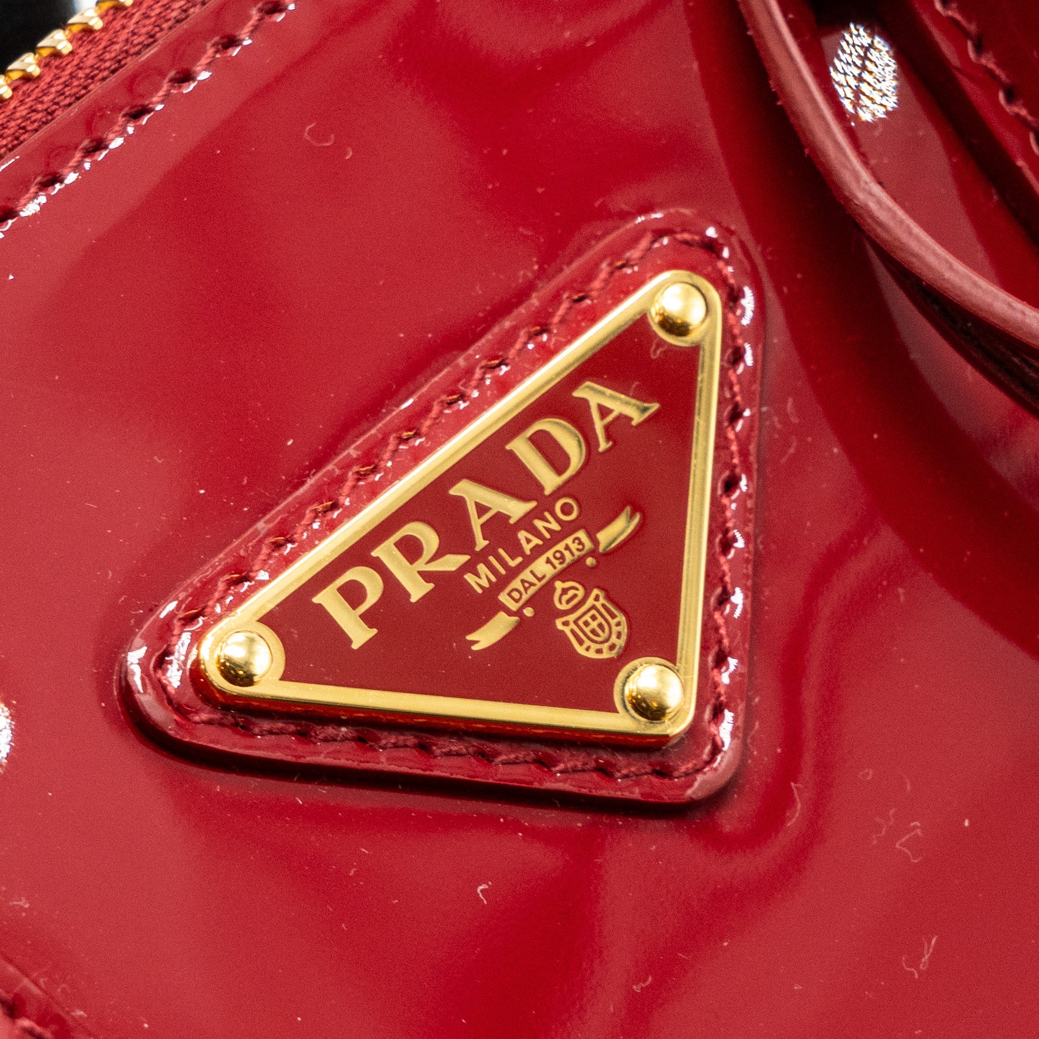 PRADA SMALL GALLERIA BAG PATENT CHERRY GHW - Image 8