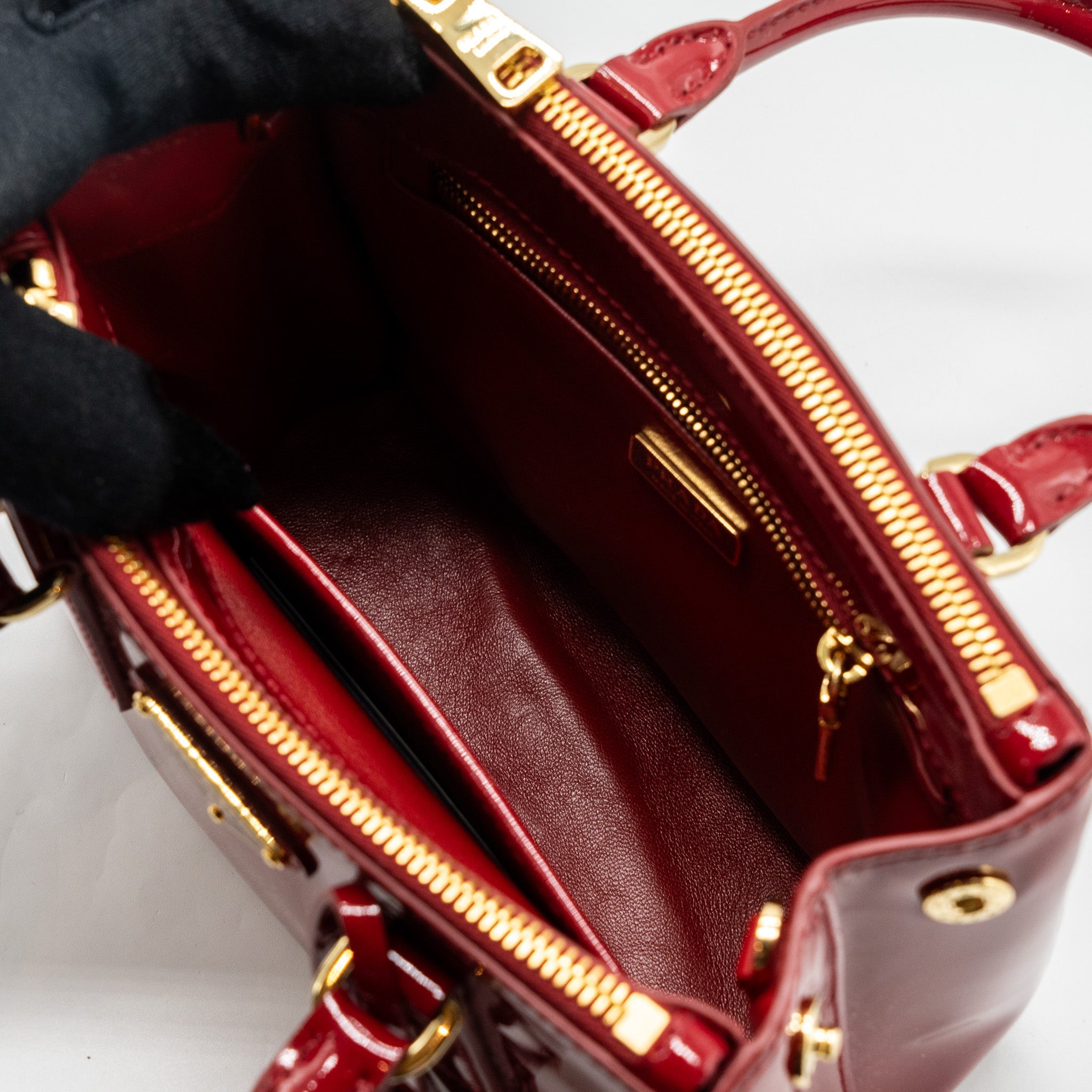 PRADA SMALL GALLERIA BAG PATENT CHERRY GHW - Image 10