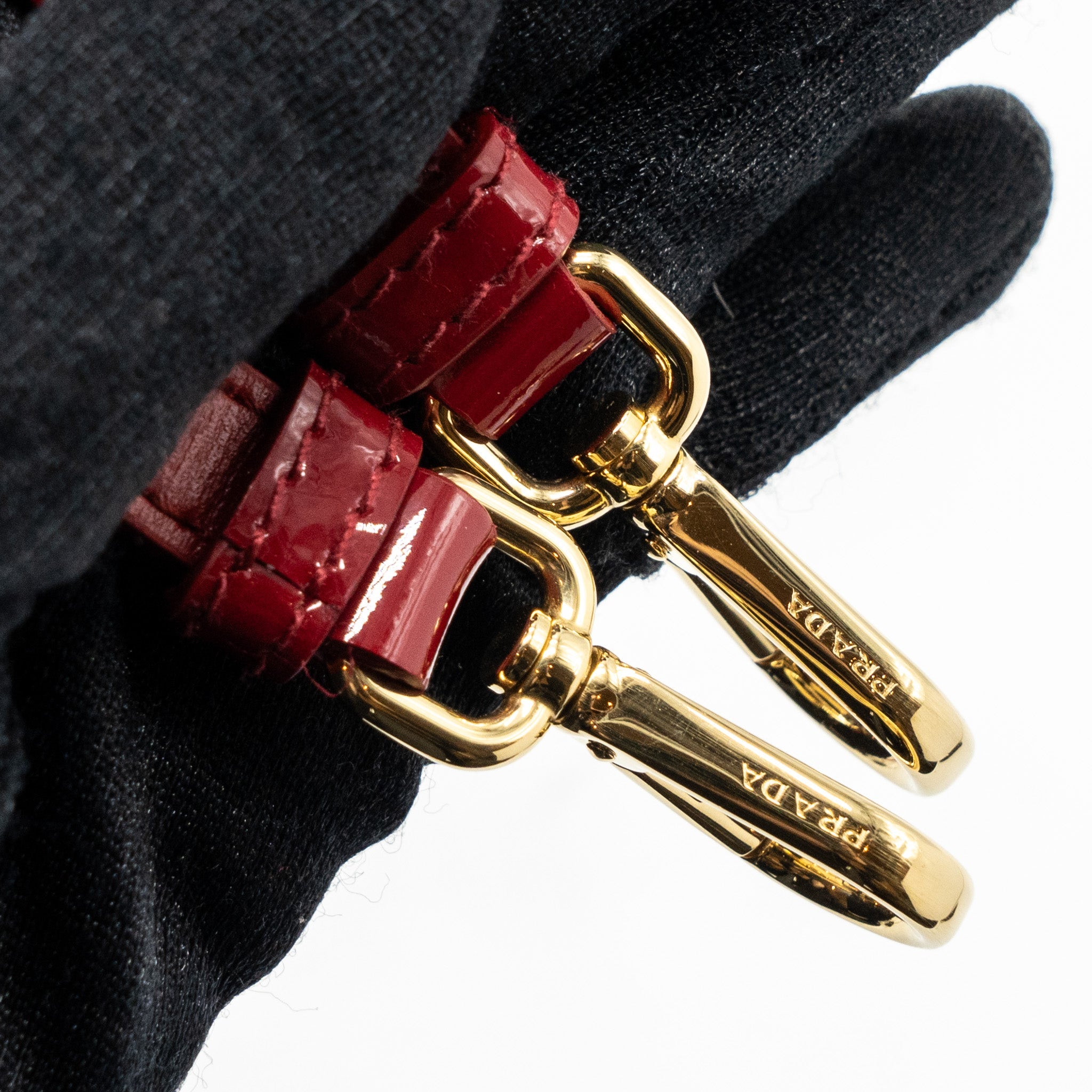 PRADA SMALL GALLERIA BAG PATENT CHERRY GHW - Image 13