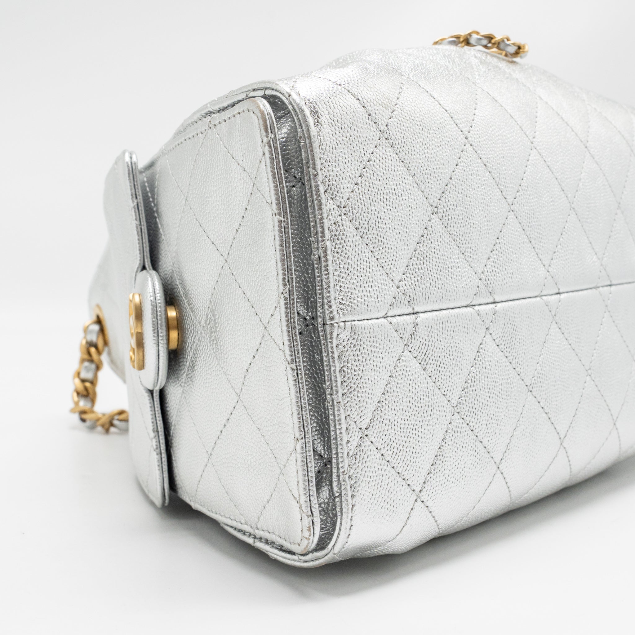 CHANEL SMALL 25 BAG CAVIAR SILVER GHW (MICROCHIP) - Image 7