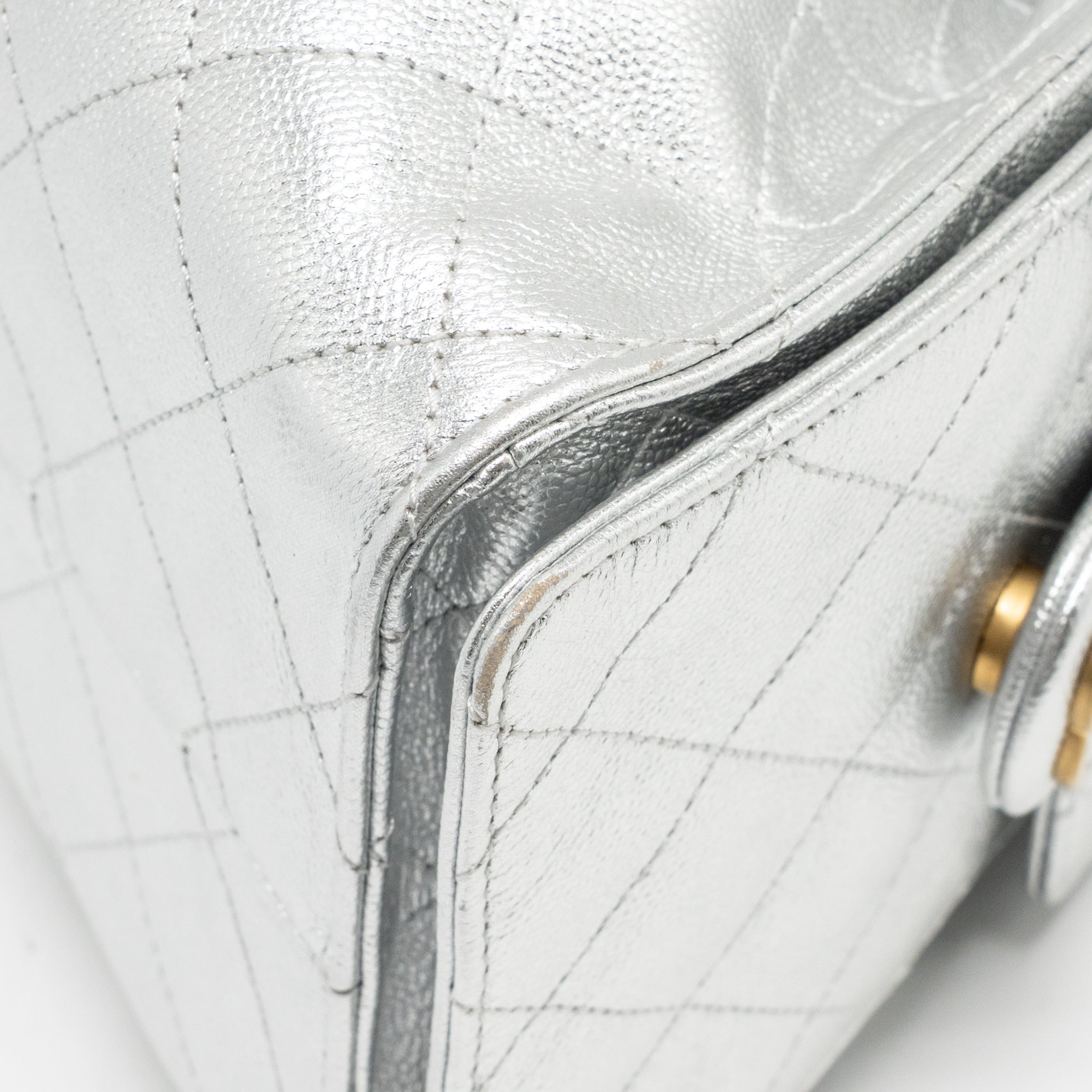 CHANEL SMALL 25 BAG CAVIAR SILVER GHW (MICROCHIP) - Image 10
