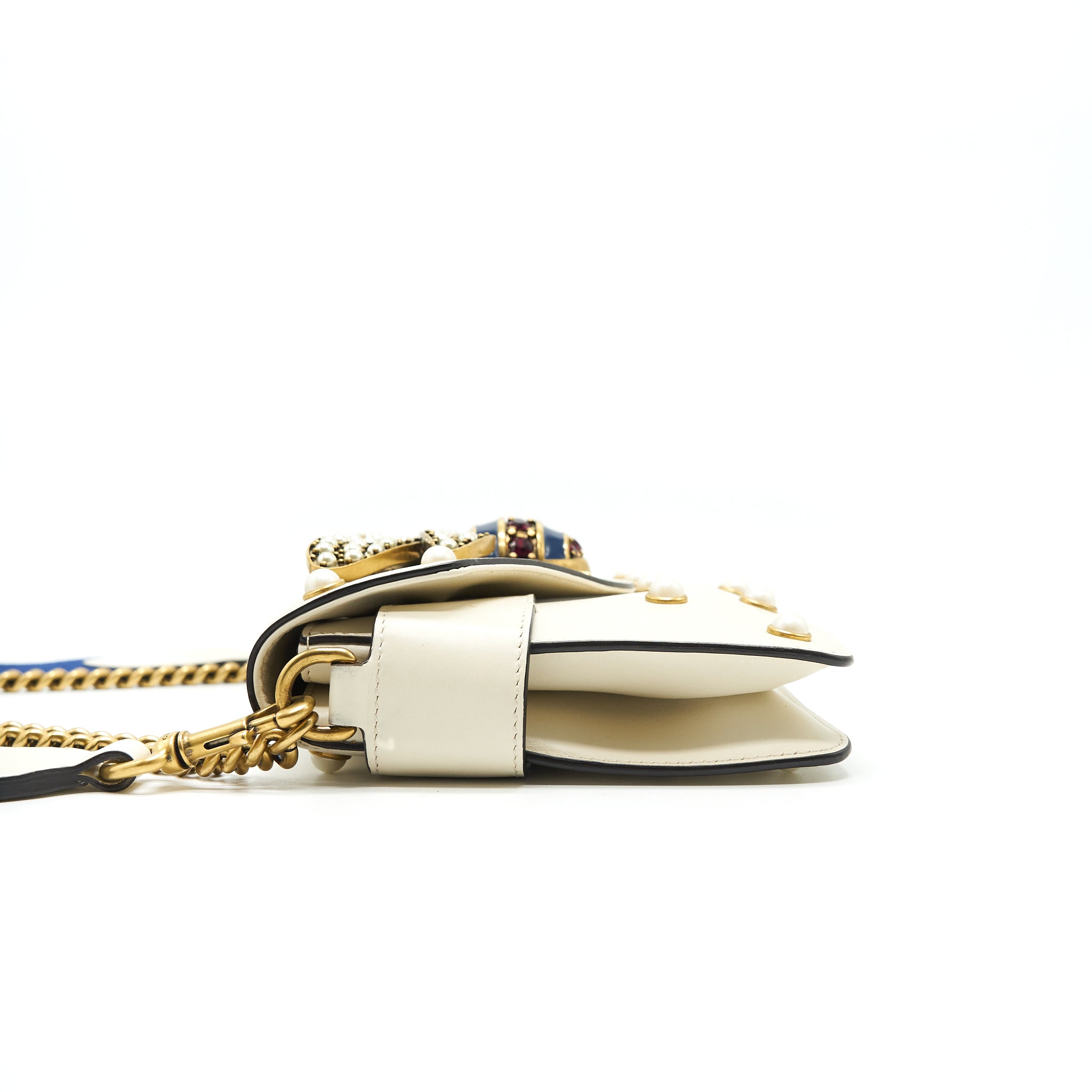 GUCCI EMBELLISHED BROADWAY BEE BAG WHITE - Image 5