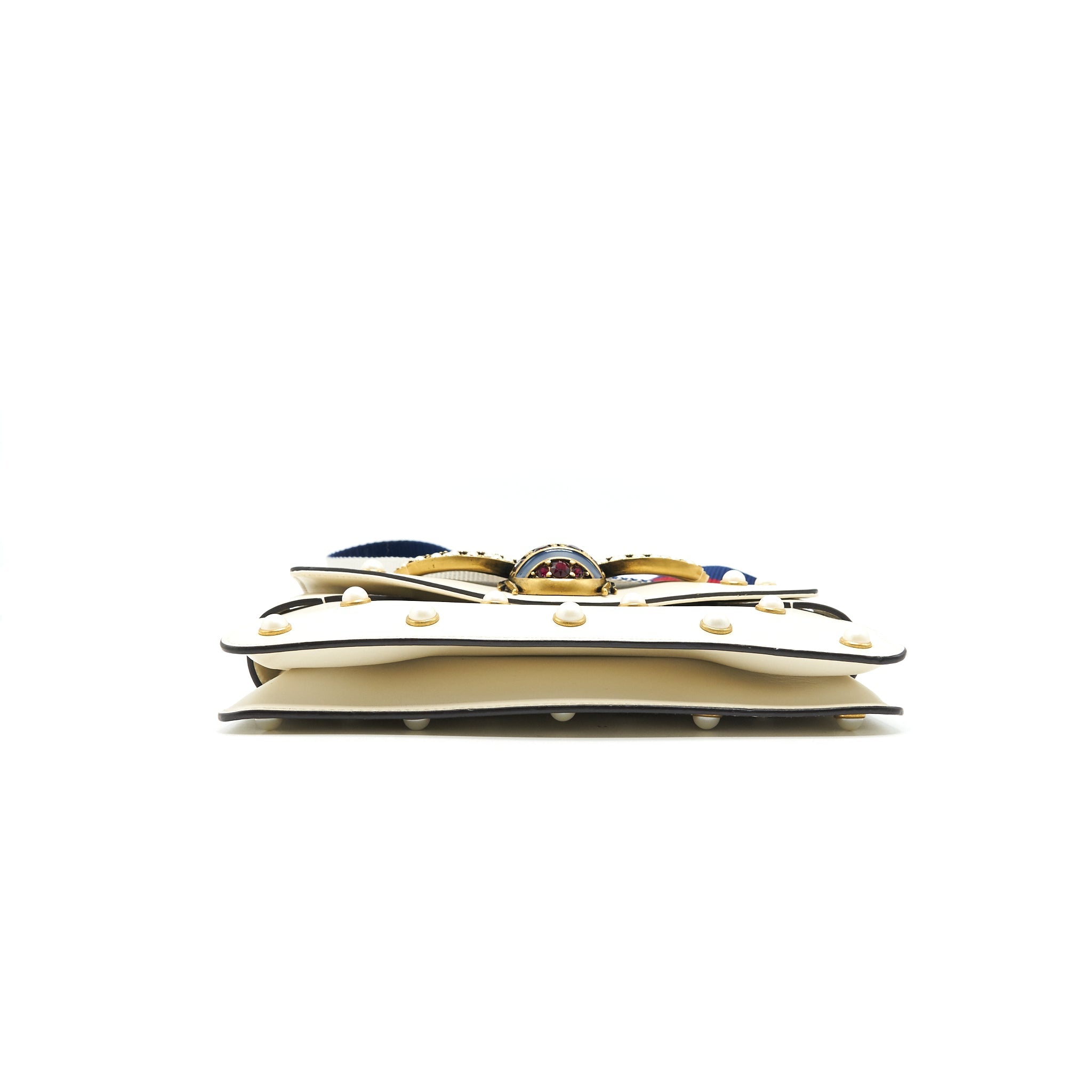 GUCCI EMBELLISHED BROADWAY BEE BAG WHITE - Image 7