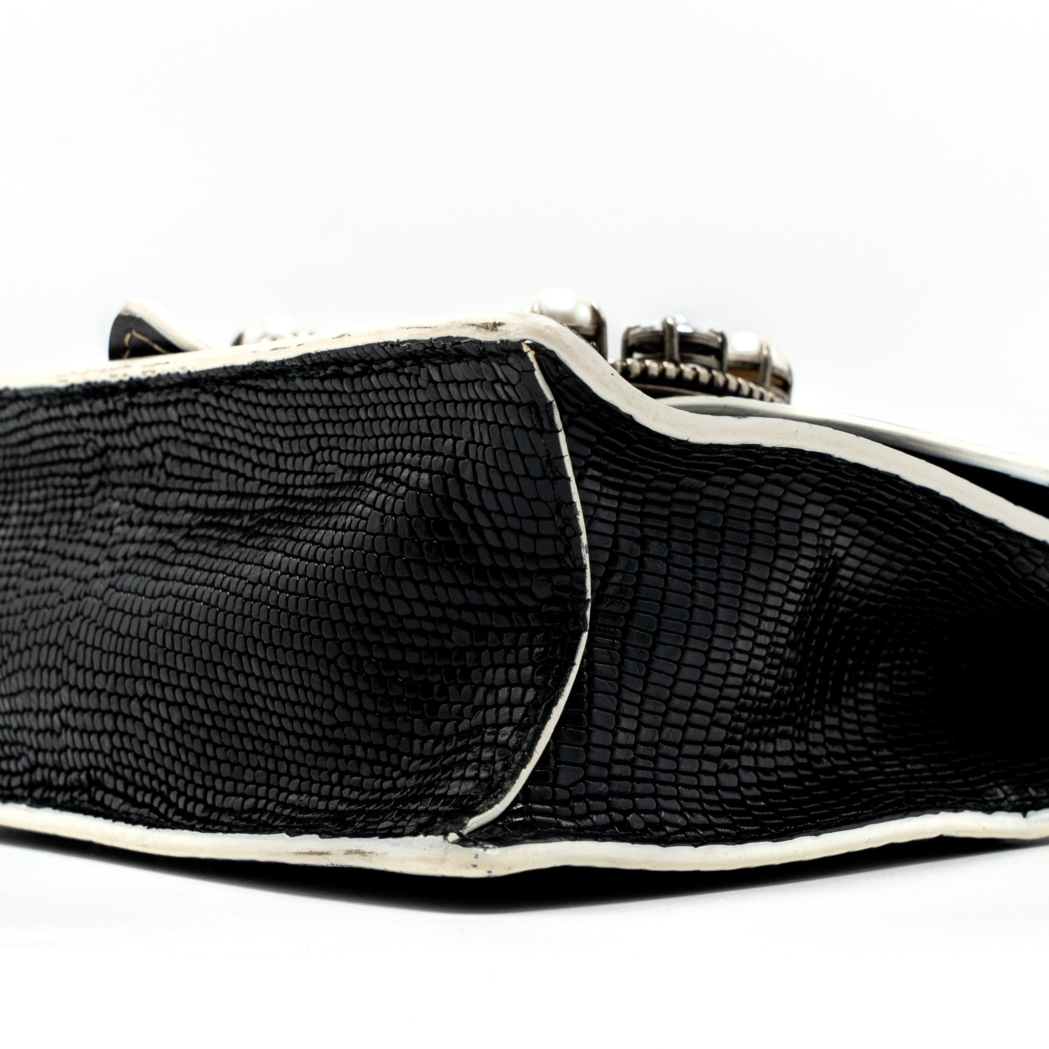 MIU MIU ST.LUCERTOLA EMBOSSED LEATHER BLACK SHW - Image 7