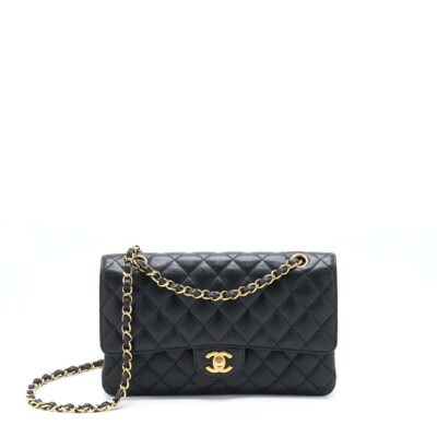 CHANEL MEDIUM CLASSIC DOUBLE FLAP CAVIAR BLACK GHW