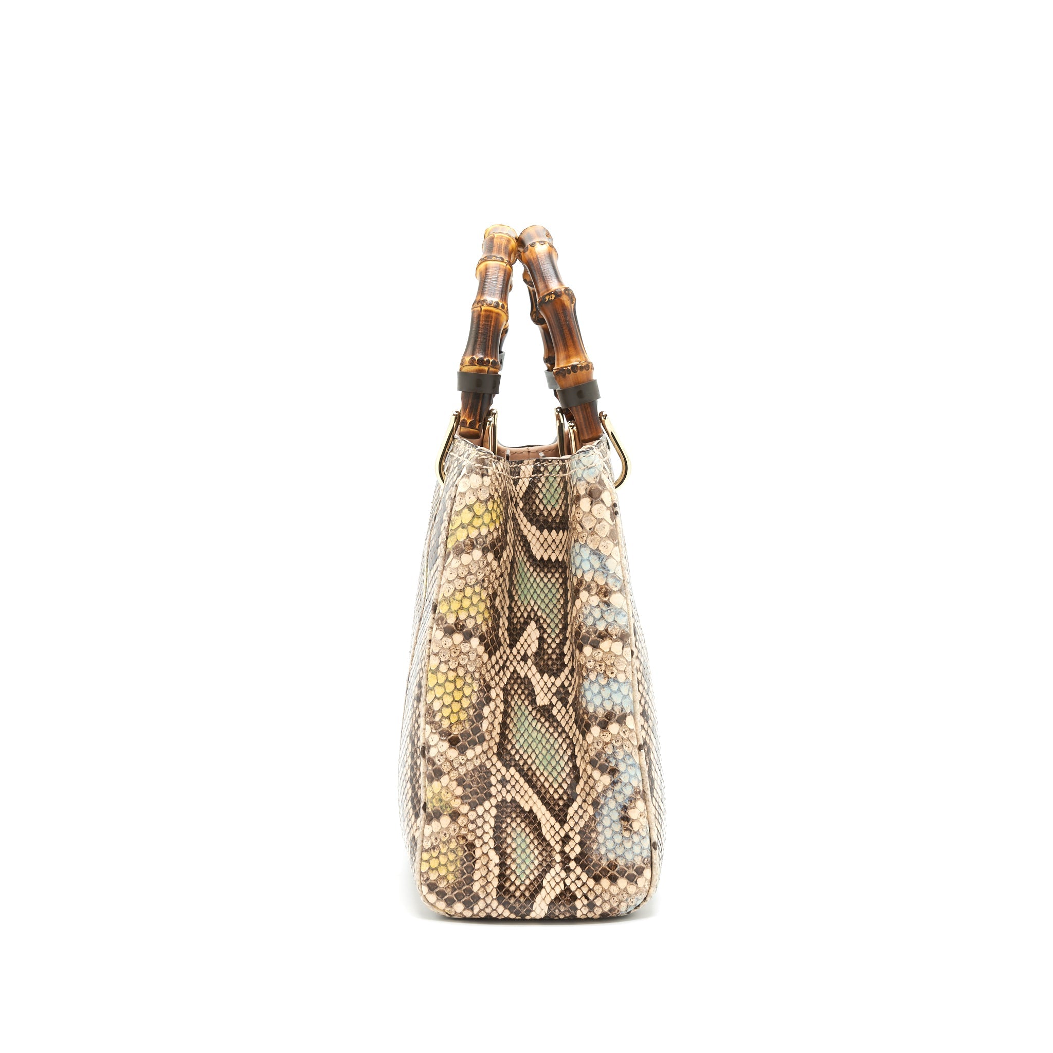 GUCCI PYTHON LEATHER BAMBOO HANDLE DIANA TOTE BAG - Image 4